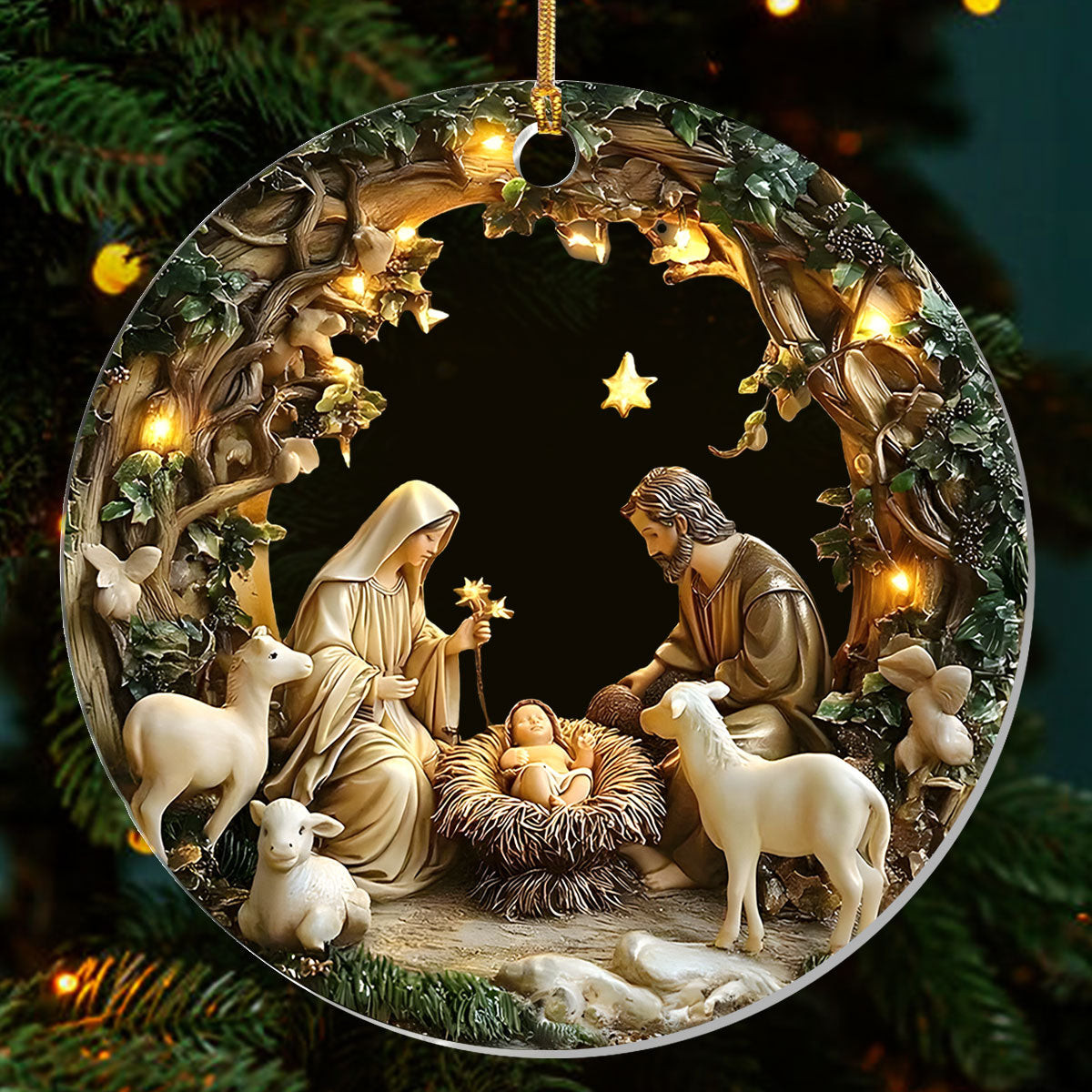 Holy Nativity Glow Christmas Ornament Christian Keepsake Xmas Tree Decorations
