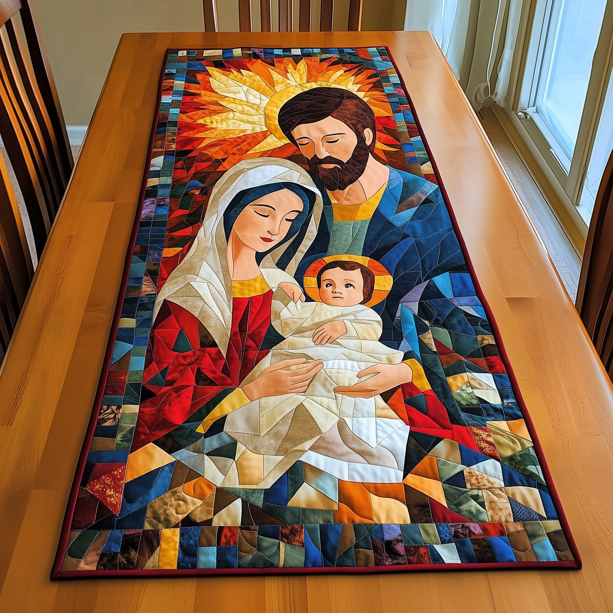 Holy Night Arrival Quilted Table Runner Holiday Table Runner Faith Based Christmas Gifts