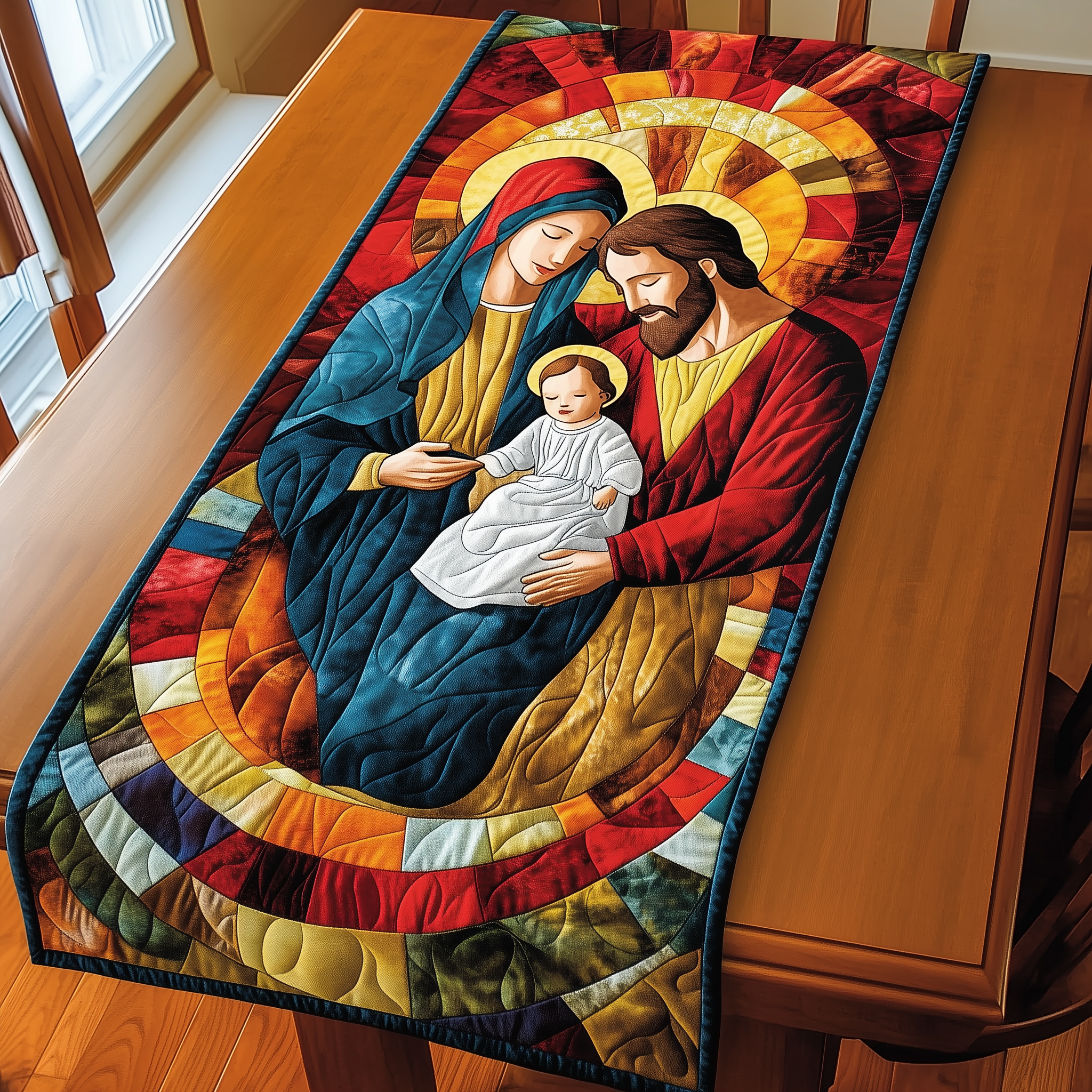 Holy Night Arrival Quilted Table Runner Nativity Holiday Christian Christmas Gifts For Family