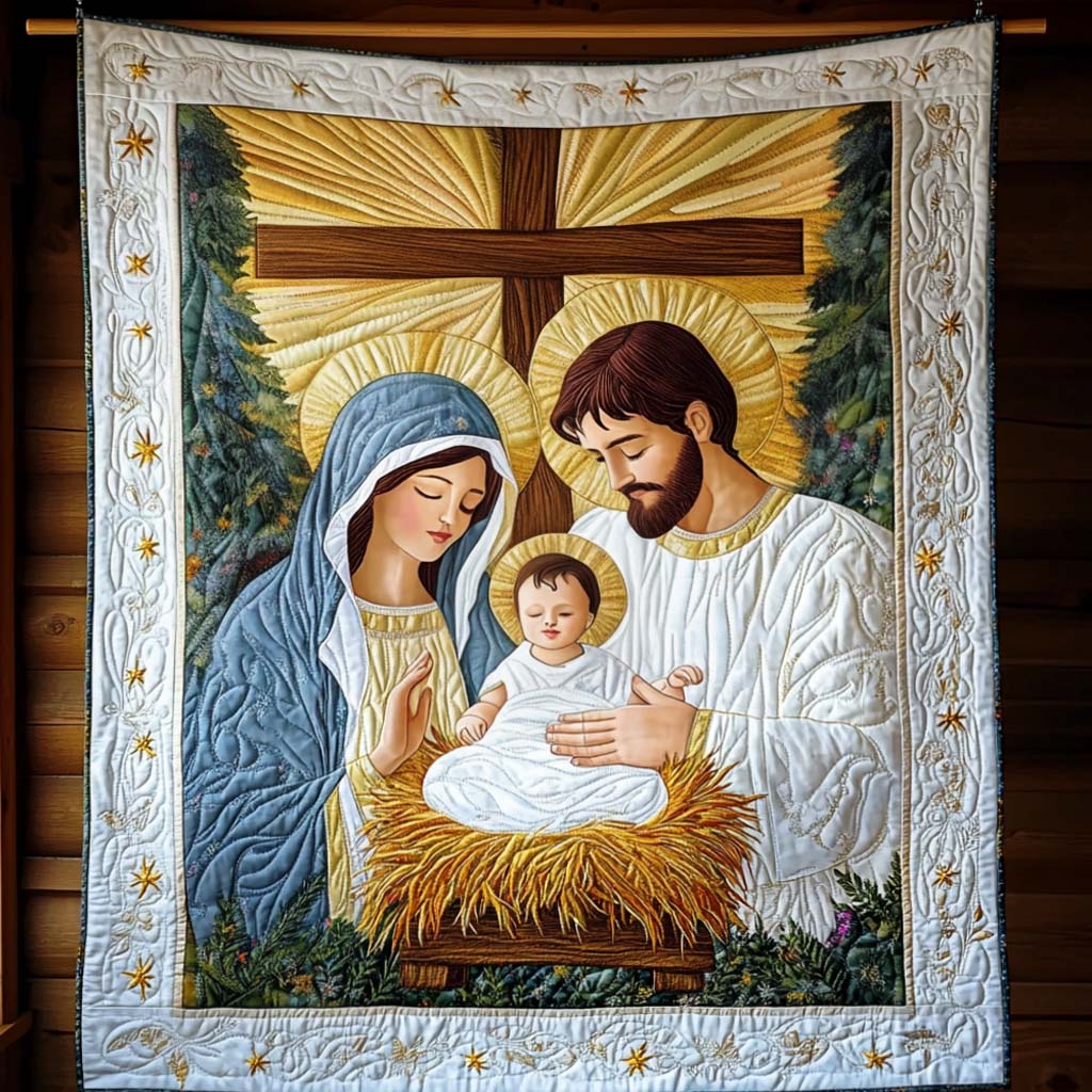 Holy Night Blossom Quilted Blanket Religious Christmas Gifts