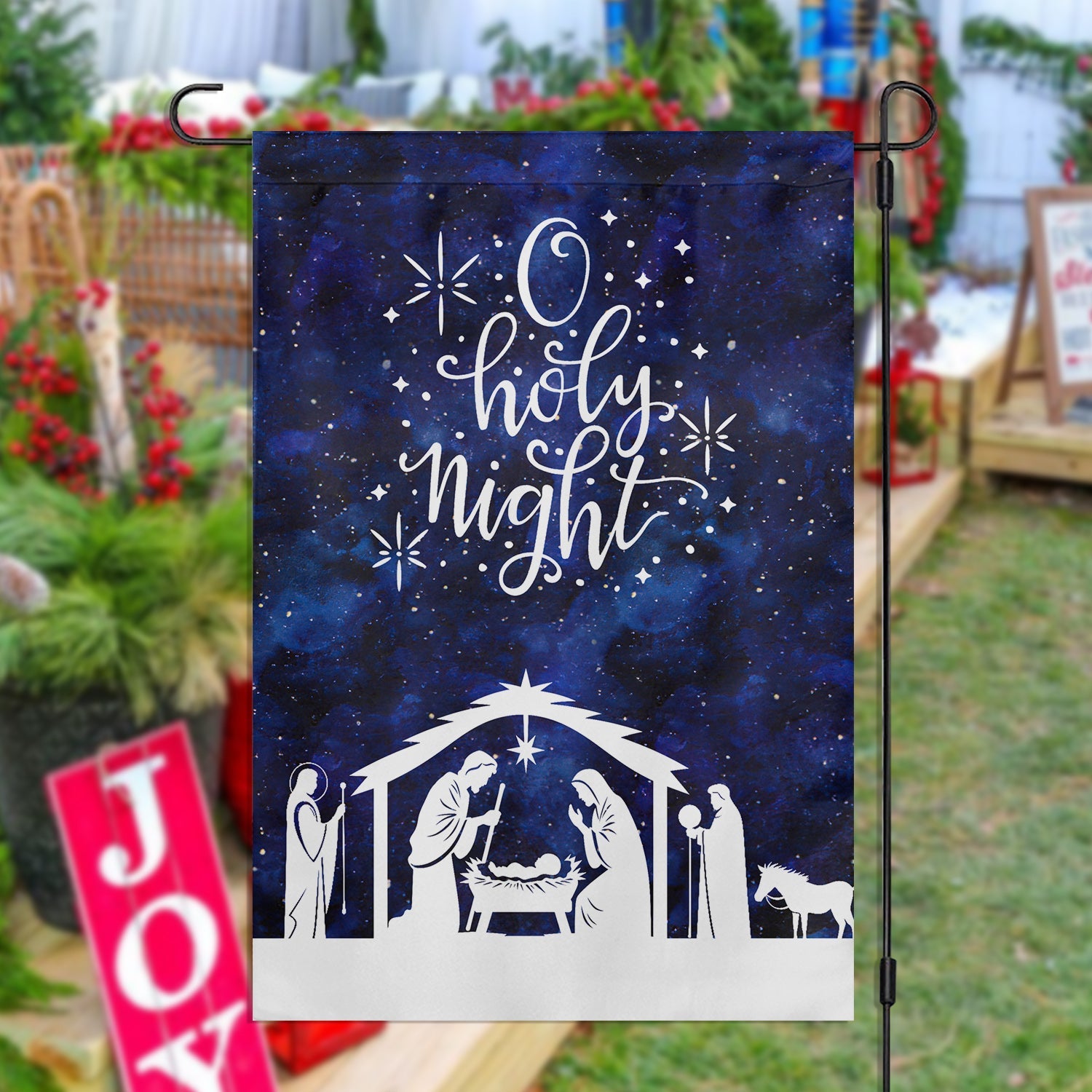 Holy Night Christmas Flag A Celebration Of The Birth Religious Christmas Garden Flag Gift Ideas