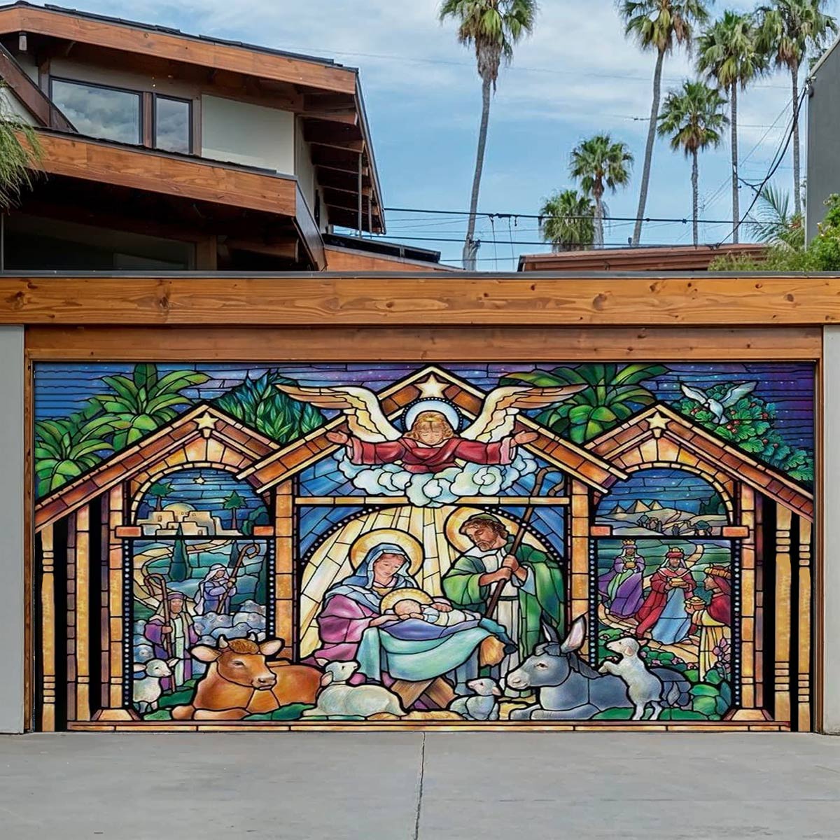 Holy Night Christmas Garage Door Banner Outdoor Xmas Decorations Christian Christmas Gifts