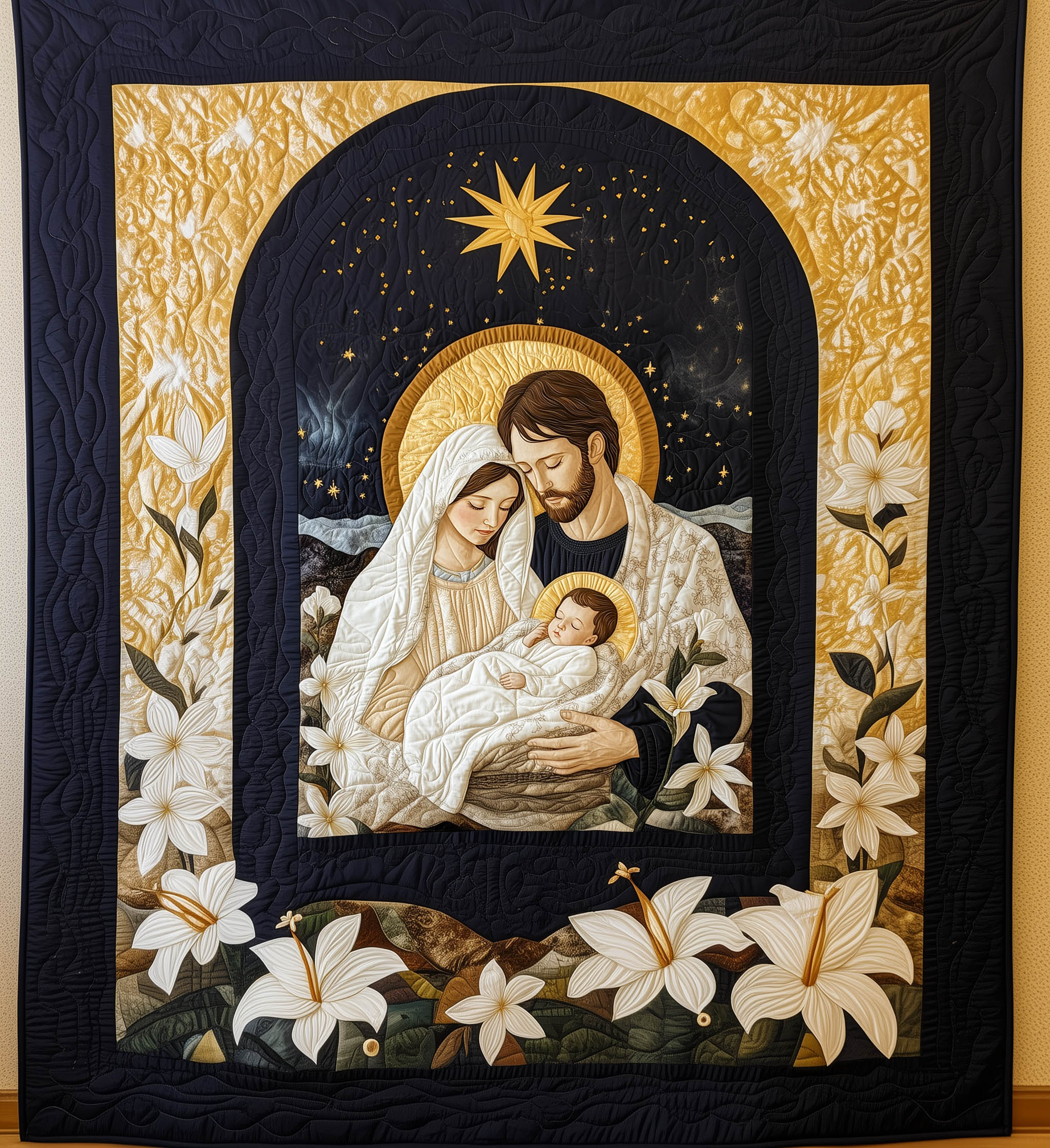 Holy Night Quilted Blanket Christian Christmas Gifts