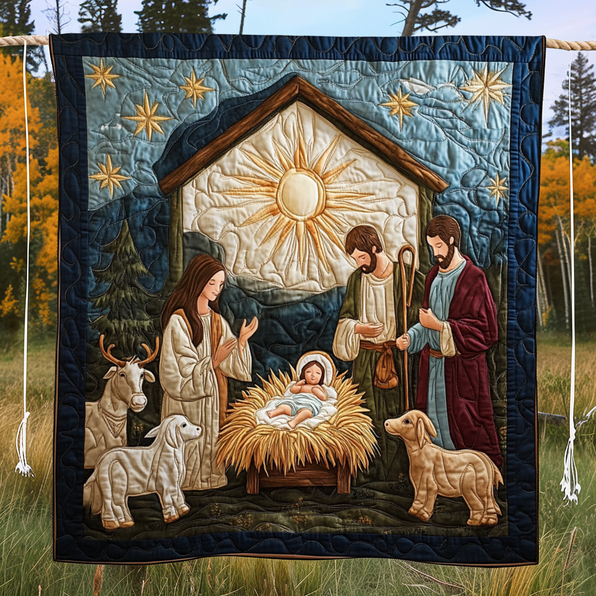 Holy Night Quilted Blanket Christian Christmas Gifts