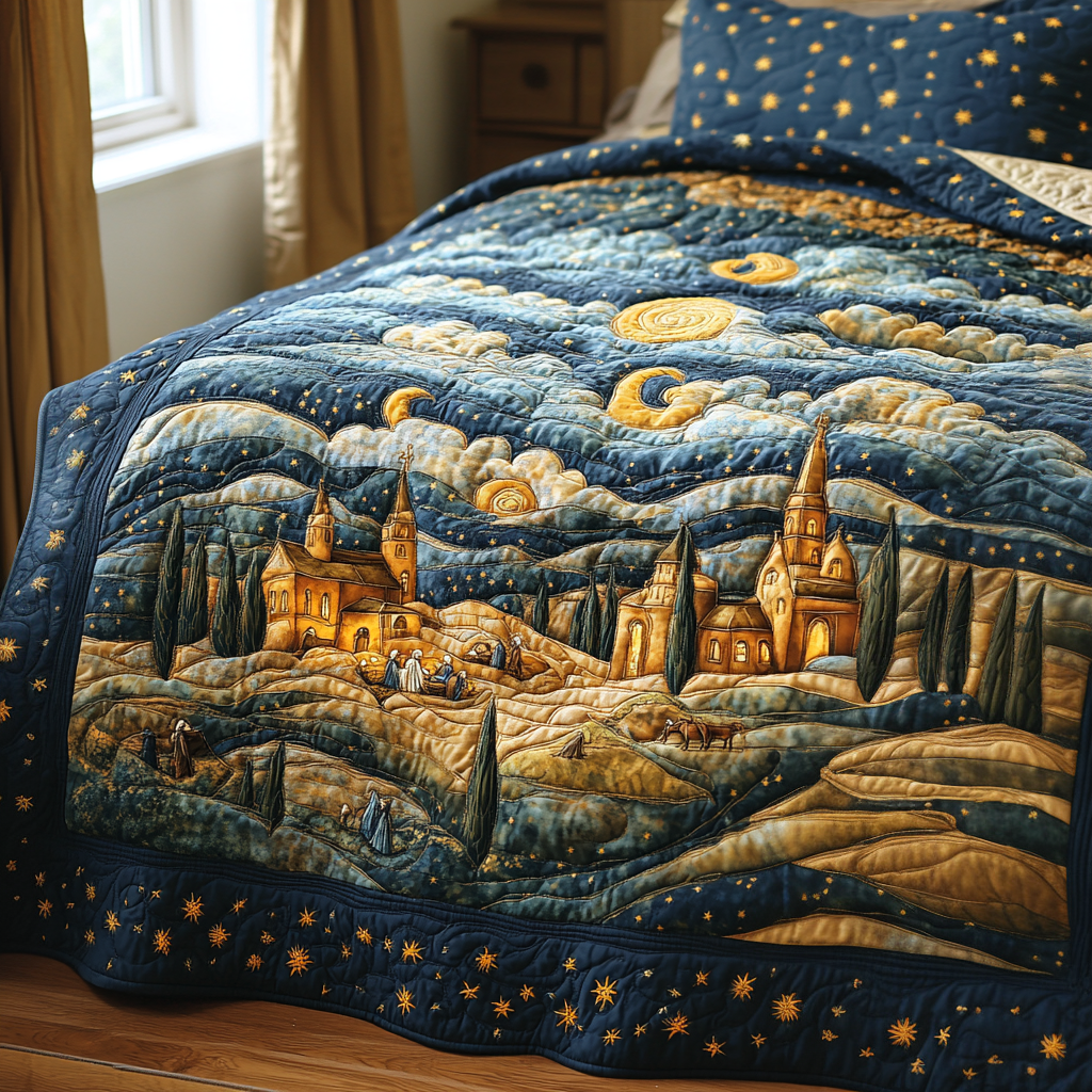 Holy Night Quilted Blanket Religious Christmas Gifts