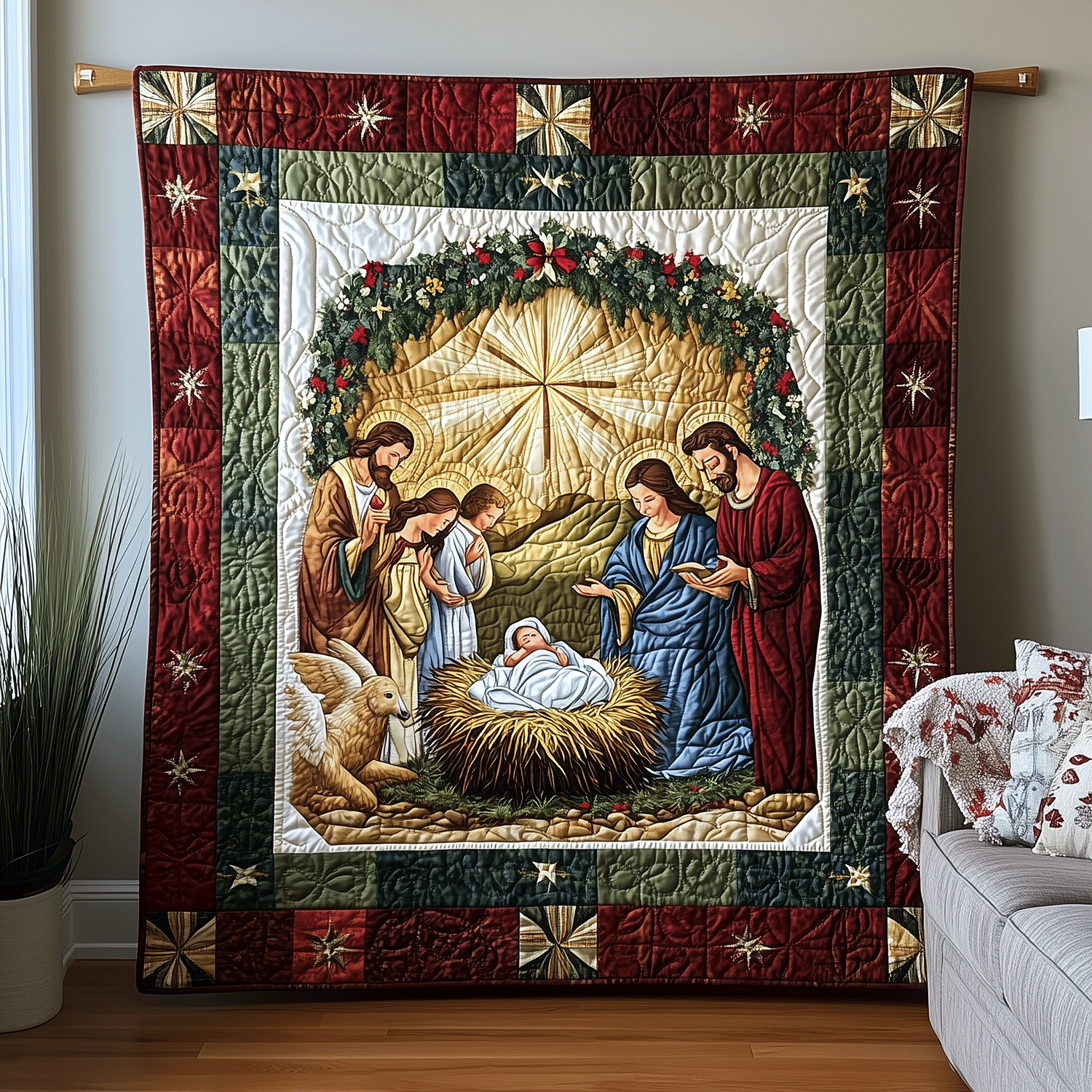 Holy Night Quilted Blanket Unique Religious Gifts
