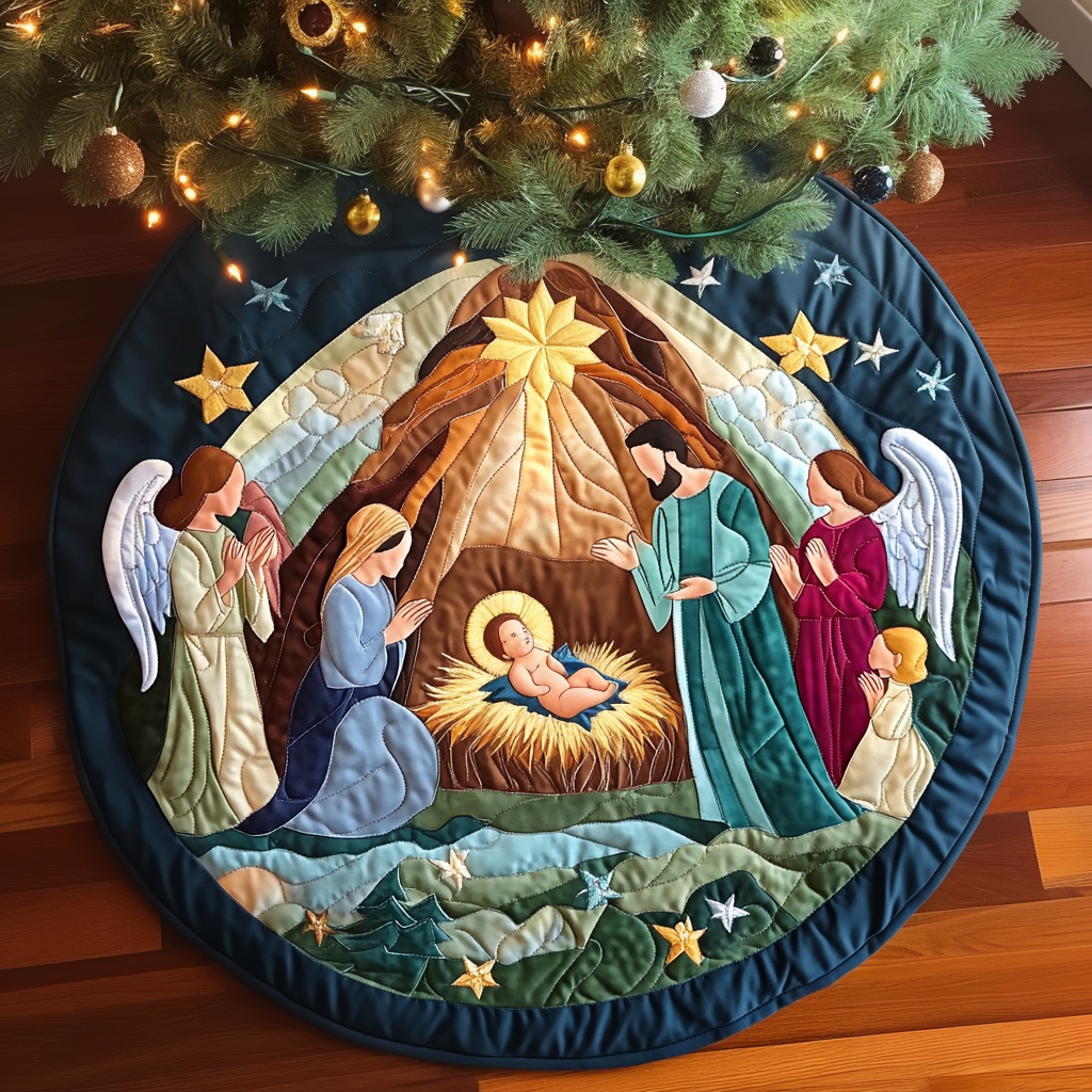 Holy Night Quilted Round Mat Christmas Entryway Decor Christmas Gifts For A Household