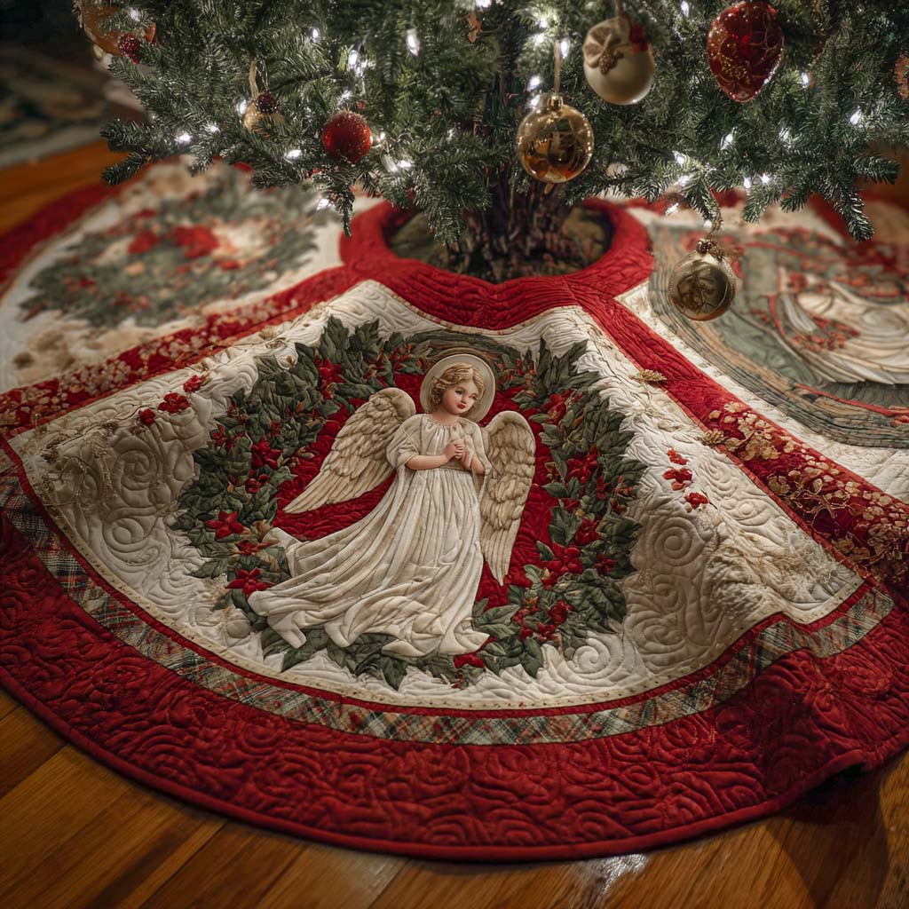Holy Serenity Quilted Tree Skirt Christmas Decor Xmas Gifts For Angel Lovers