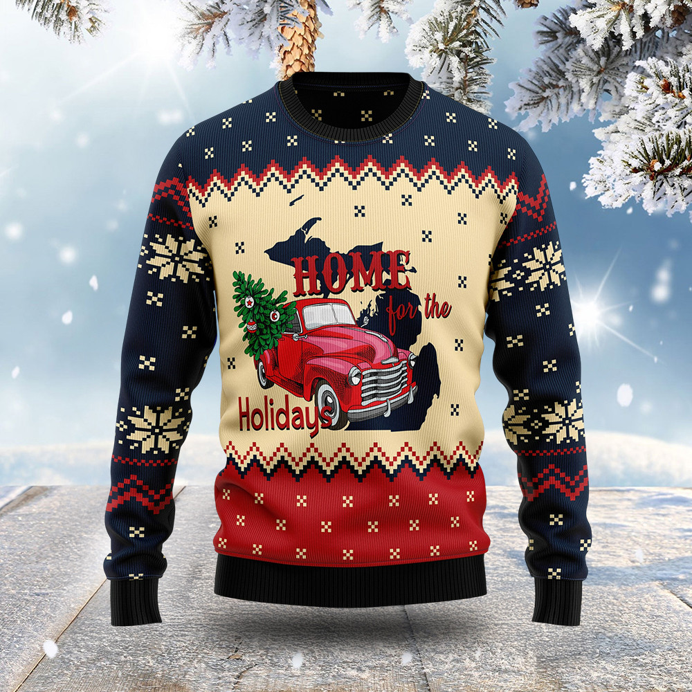 Home For The Holiday Ugly Christmas Sweater Winter Clothing Reunion Gifts For Family