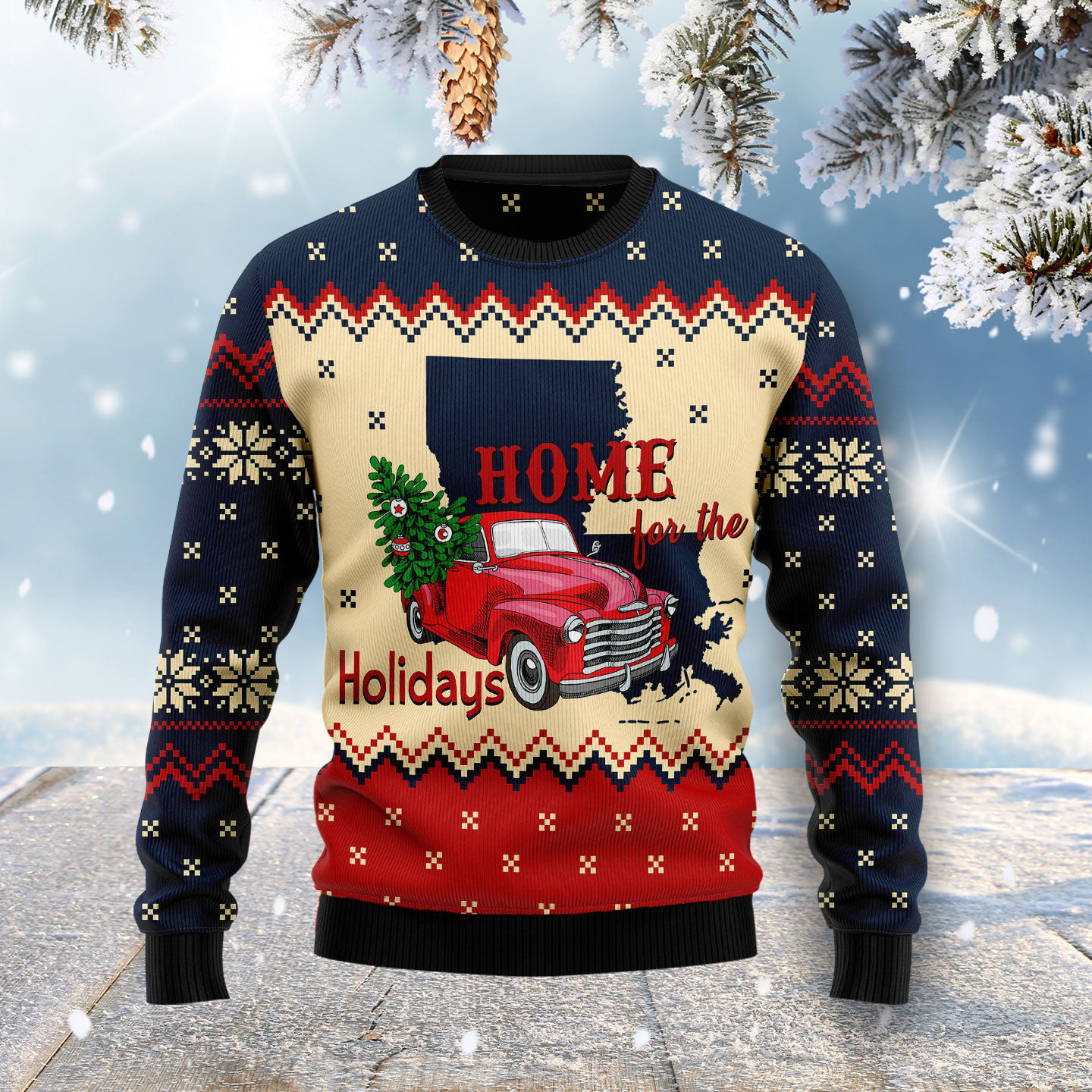 Home For The Holidays Louisiana Ugly Christmas Sweater Christmas Gifts For Family