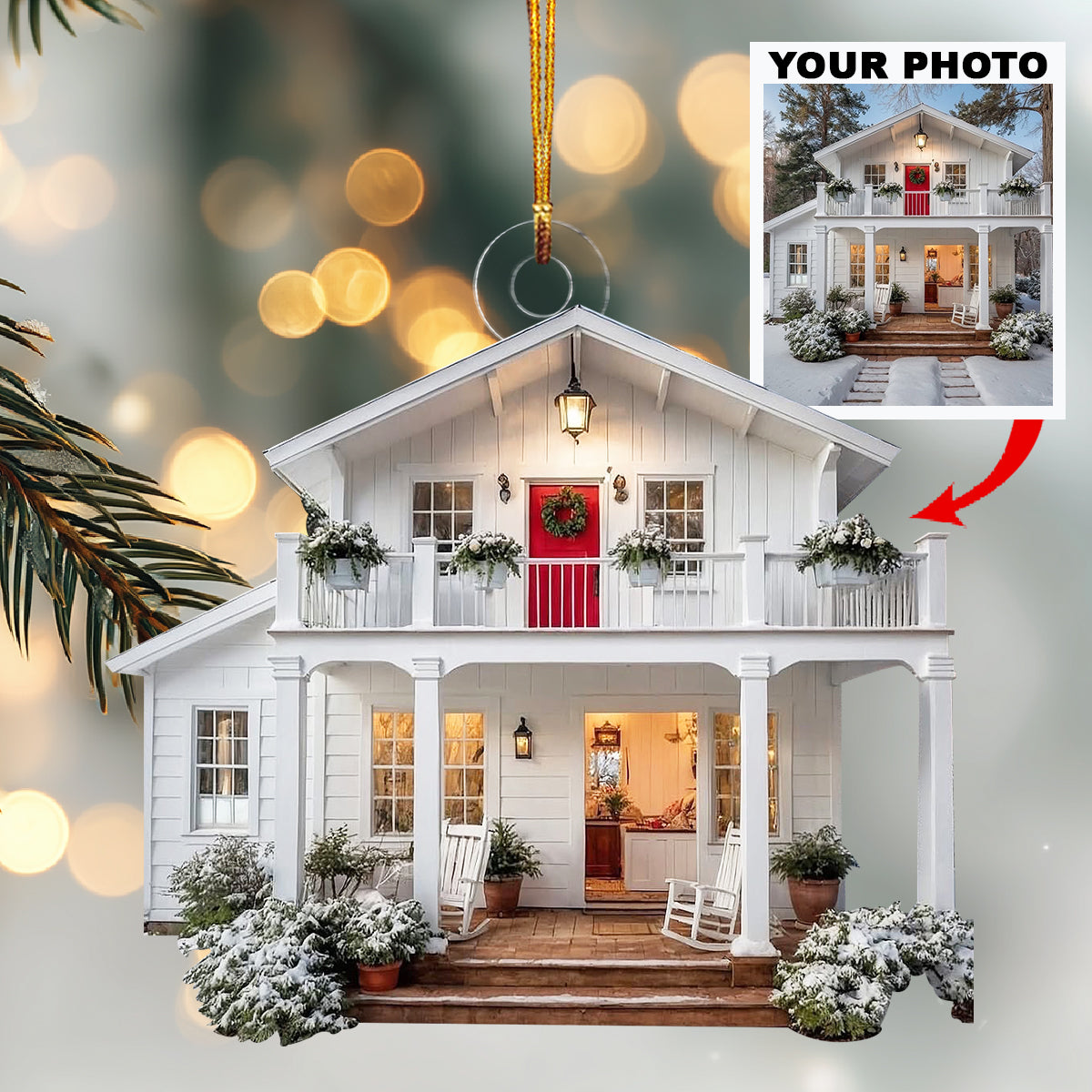 Home Is Here Personalized Photo Mica Ornament Christmas Gift For Family Members