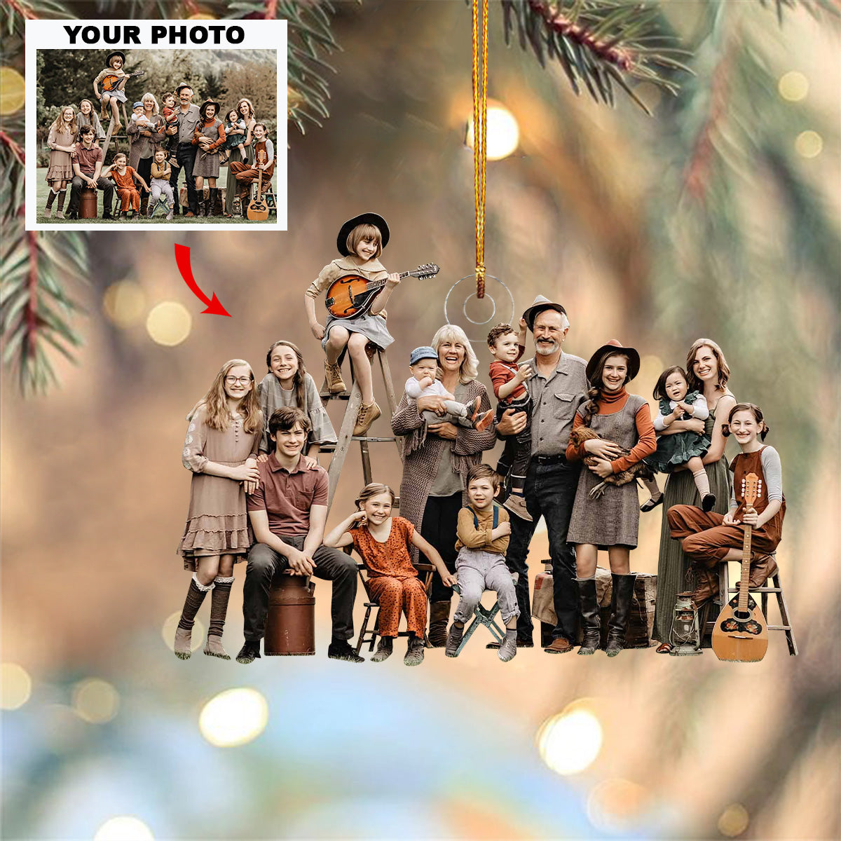 Home Is Where Family Is Personalized Photo Mica Ornament Christmas Gift For Grandma Gr