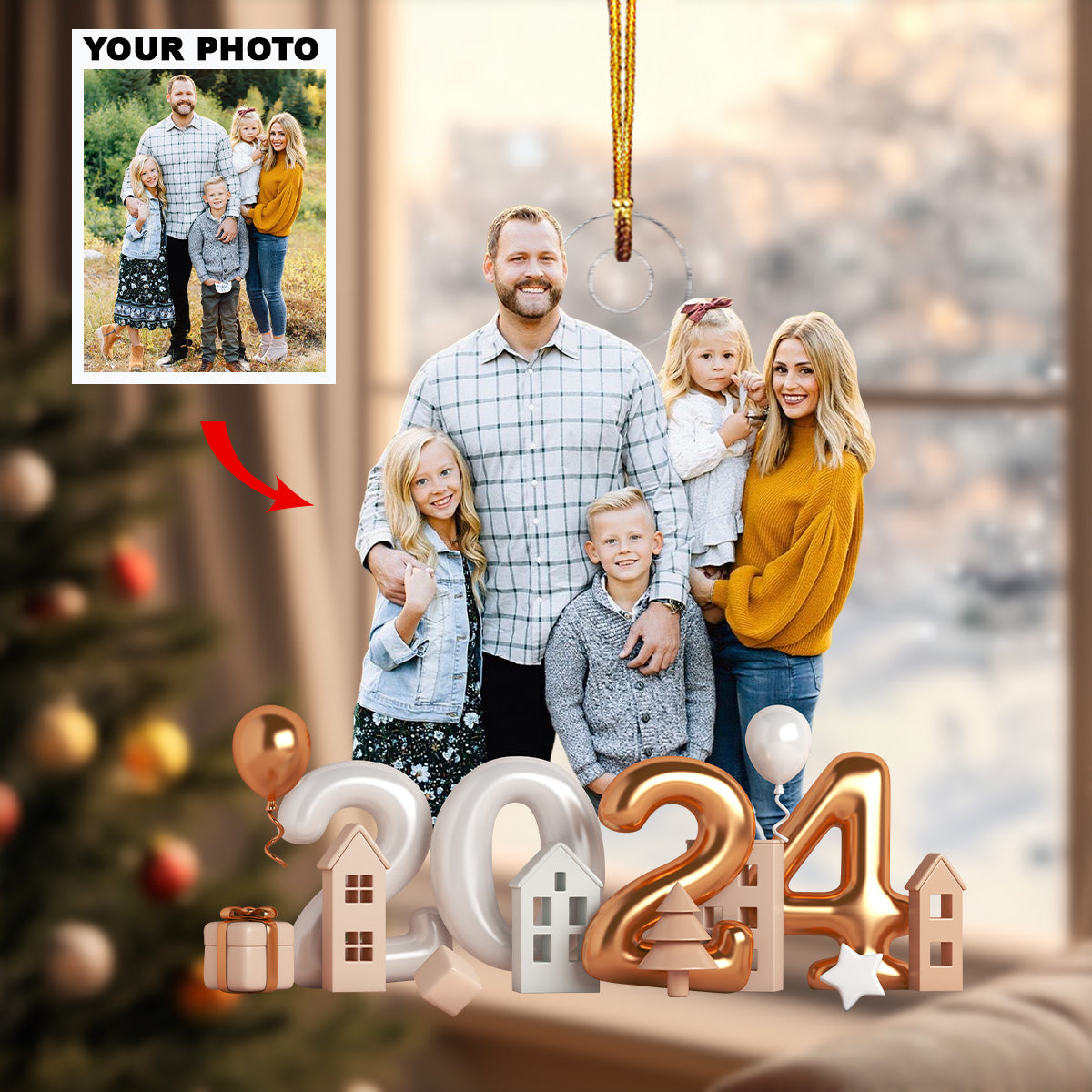 Home Is Where The Family Is Personalized Photo Mica Ornament Christmas Gift For Grandm