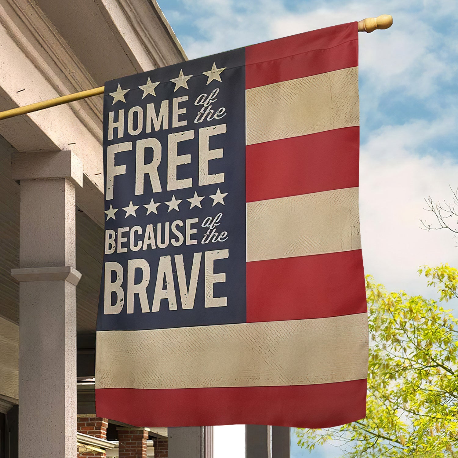 Home Of The Free Garden Flag Because Of The Brave Independence Day Yard Flag Gift Ideas