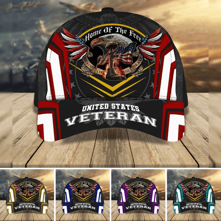 Home Of The Free Veteran US Flag Cap Perfect Gift For Friends and Husband and Dad on Veterans Day