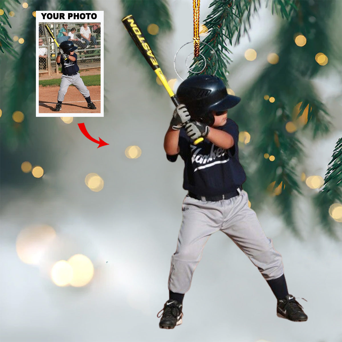 Home Run Holiday Personalized Photo Mica Ornament Gift For Baseball Lovers Family members