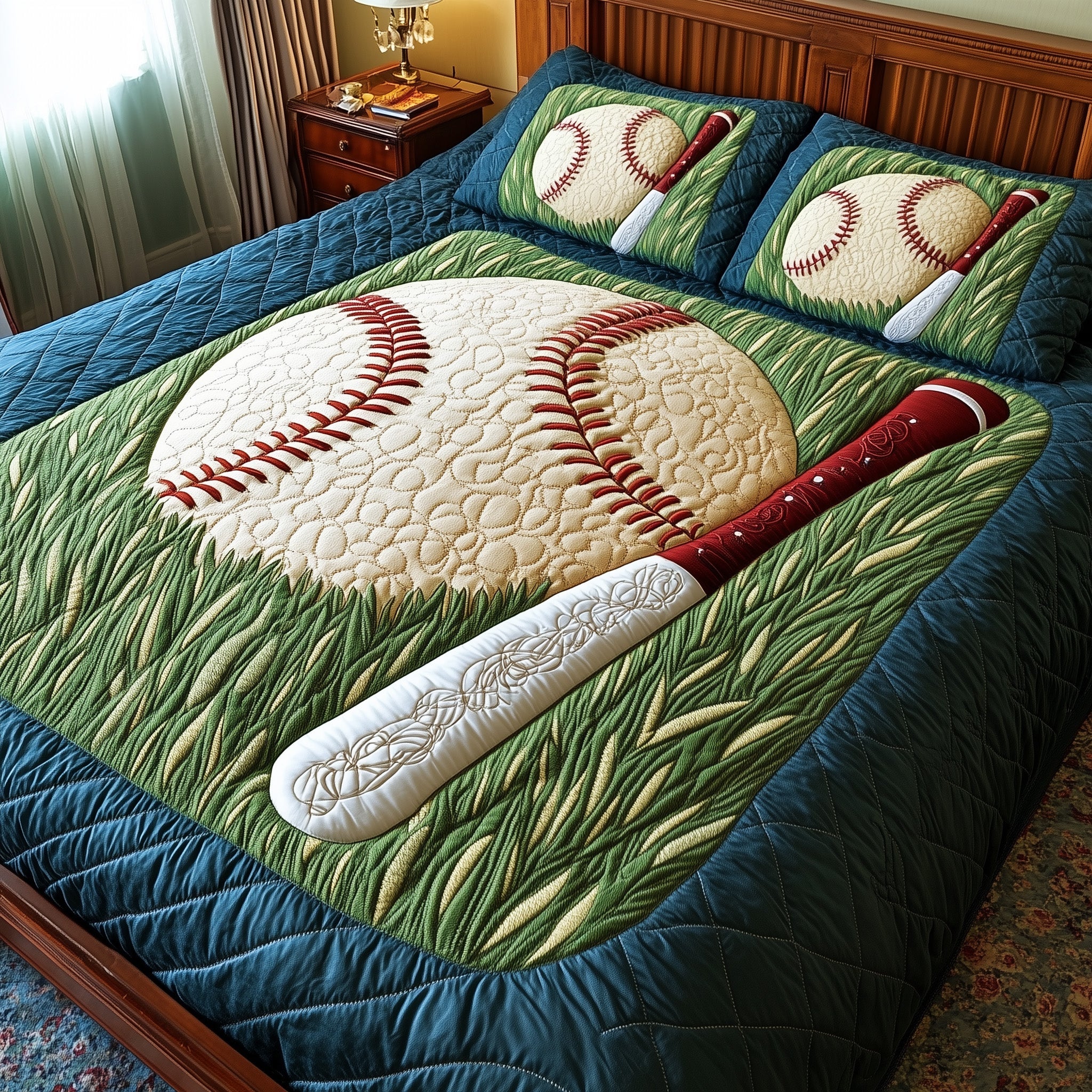 Home Run Quilted Bedding Set Duvet Cover Bedspread Baseball Coach Christmas Gifts