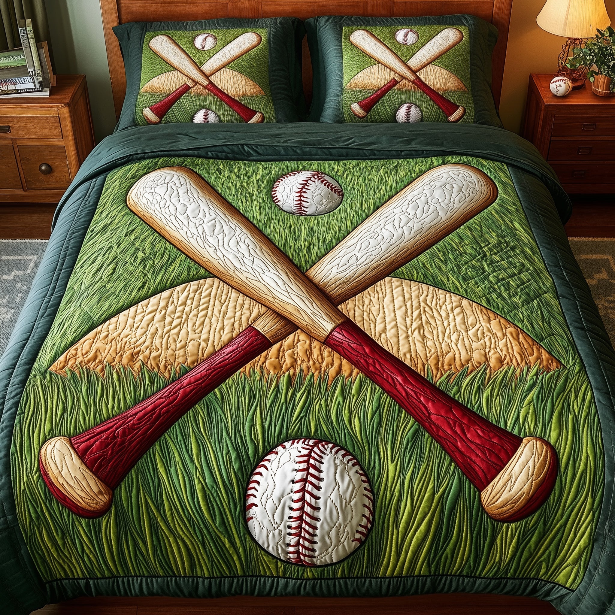 Home Run Quilted Bedding Set Duvet Cover Bedspread Christmas Gifts For A Baseball Player
