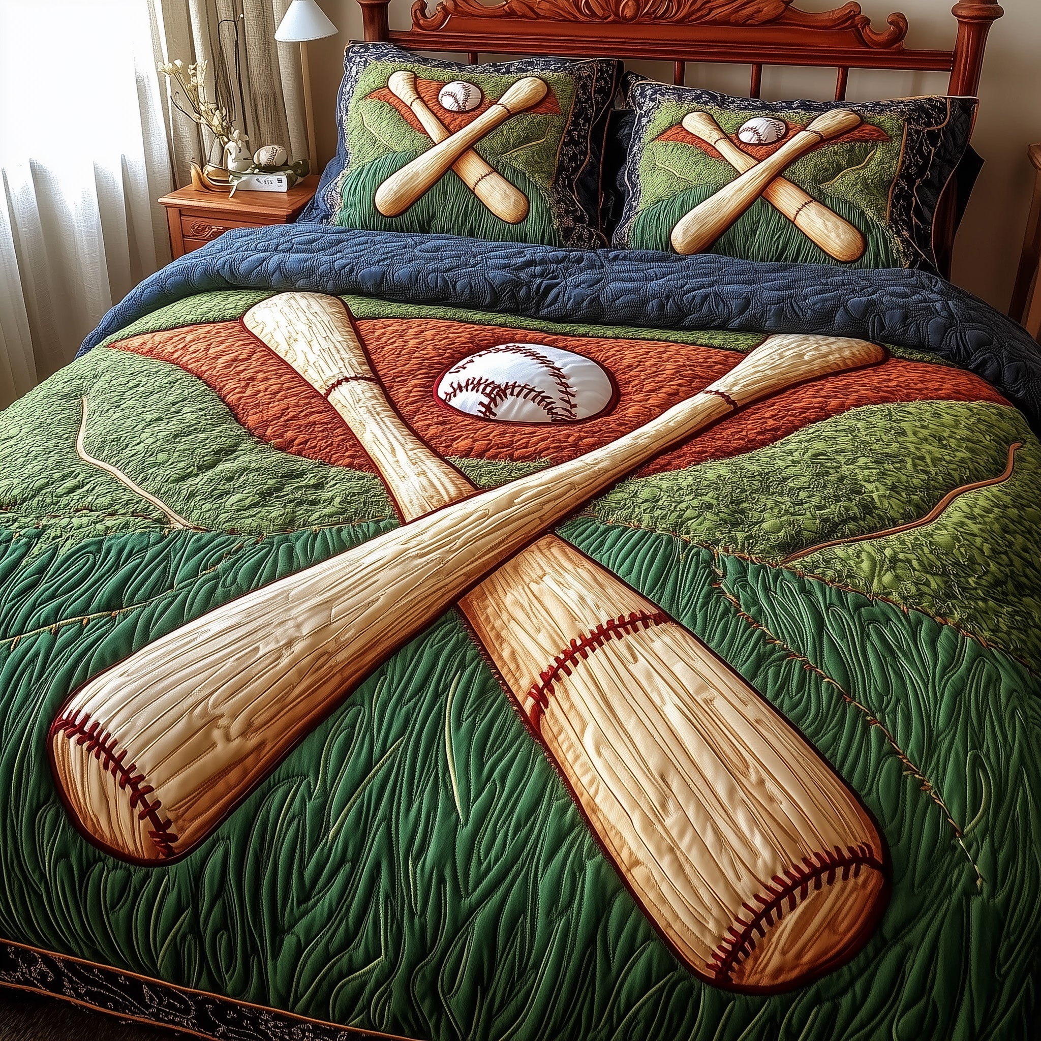 Home Run Quilted Bedding Set For Family