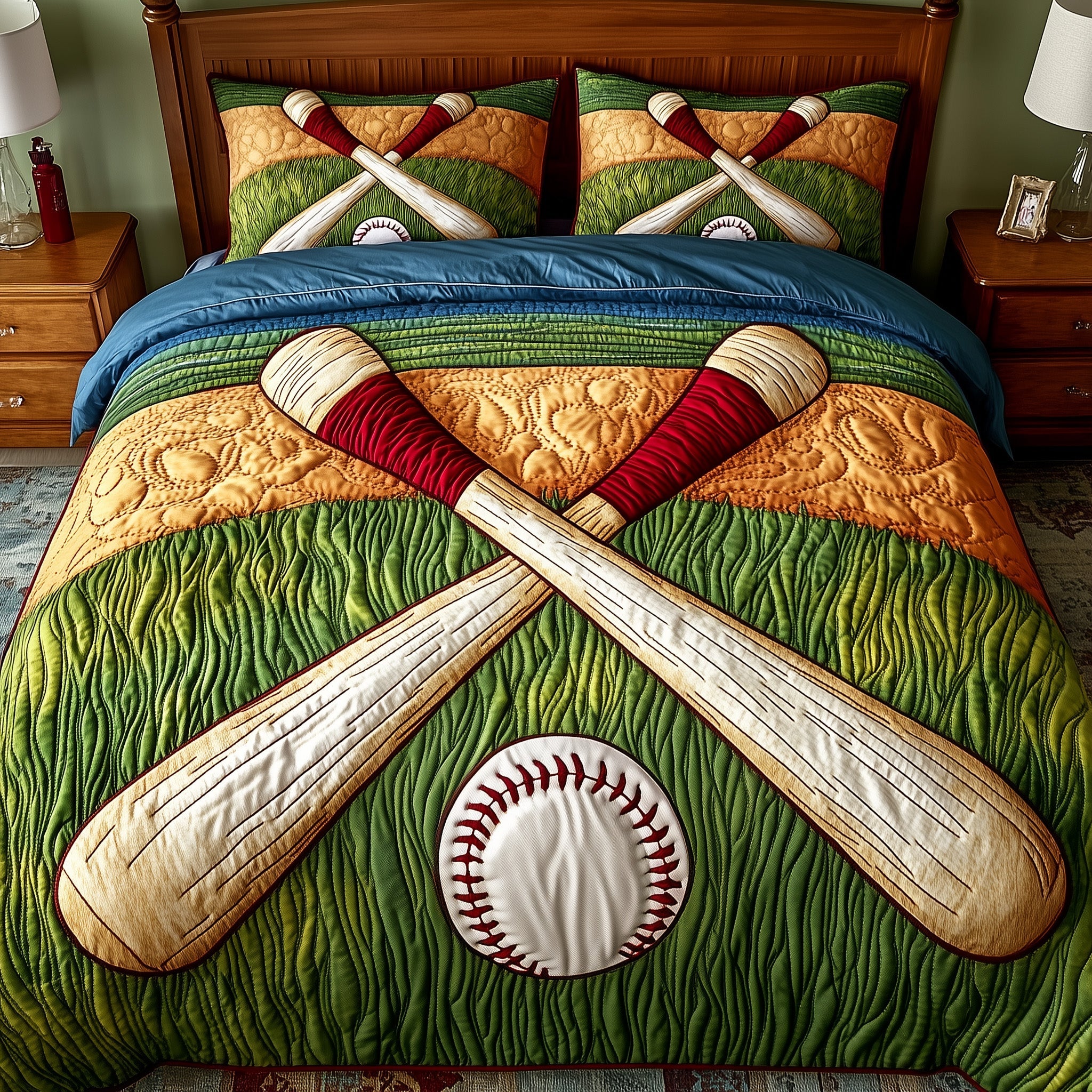 Home Run Quilted Bedding Set For Men