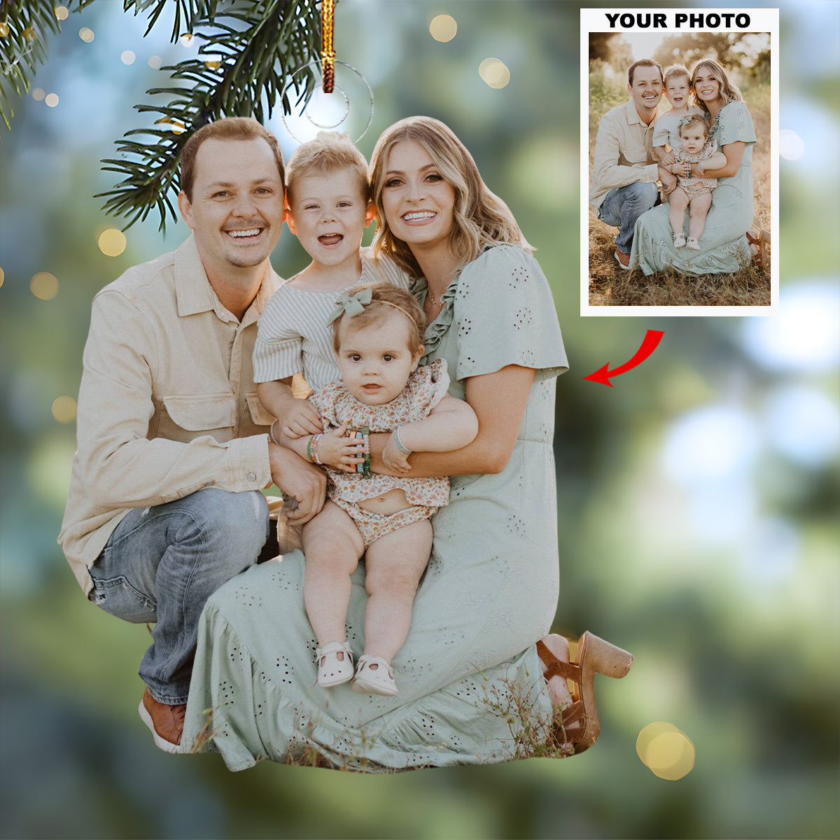 Home Sweet Family Personalized Photo Mica Ornament Christmas Gift For Grandma Grandpa 2
