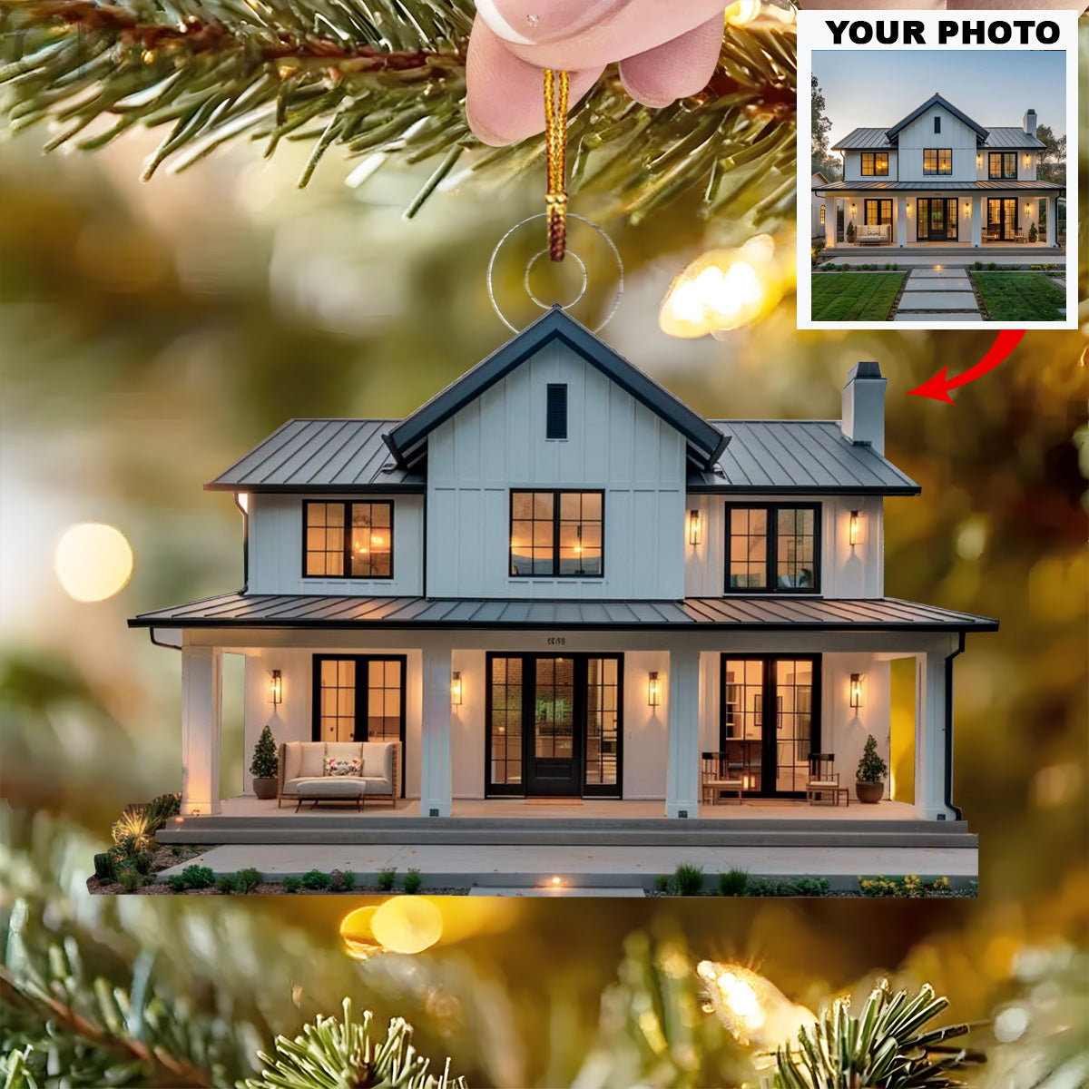 Home Sweet Home Personalized Photo Mica Ornament Christmas Gift For Family Members