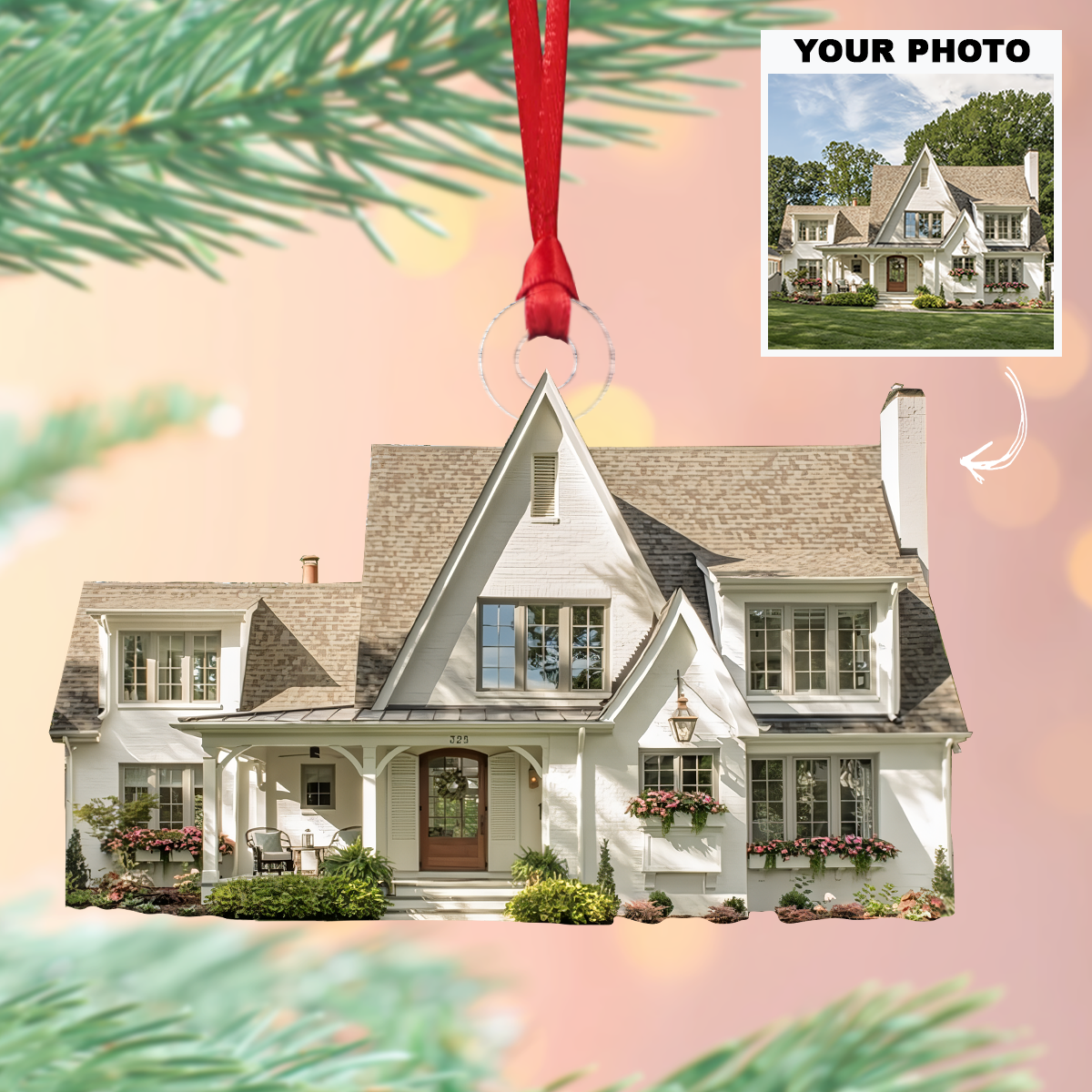 Home Sweet Home Personalized Photo Mica Ornament Customized Your Photo Ornament Christmas