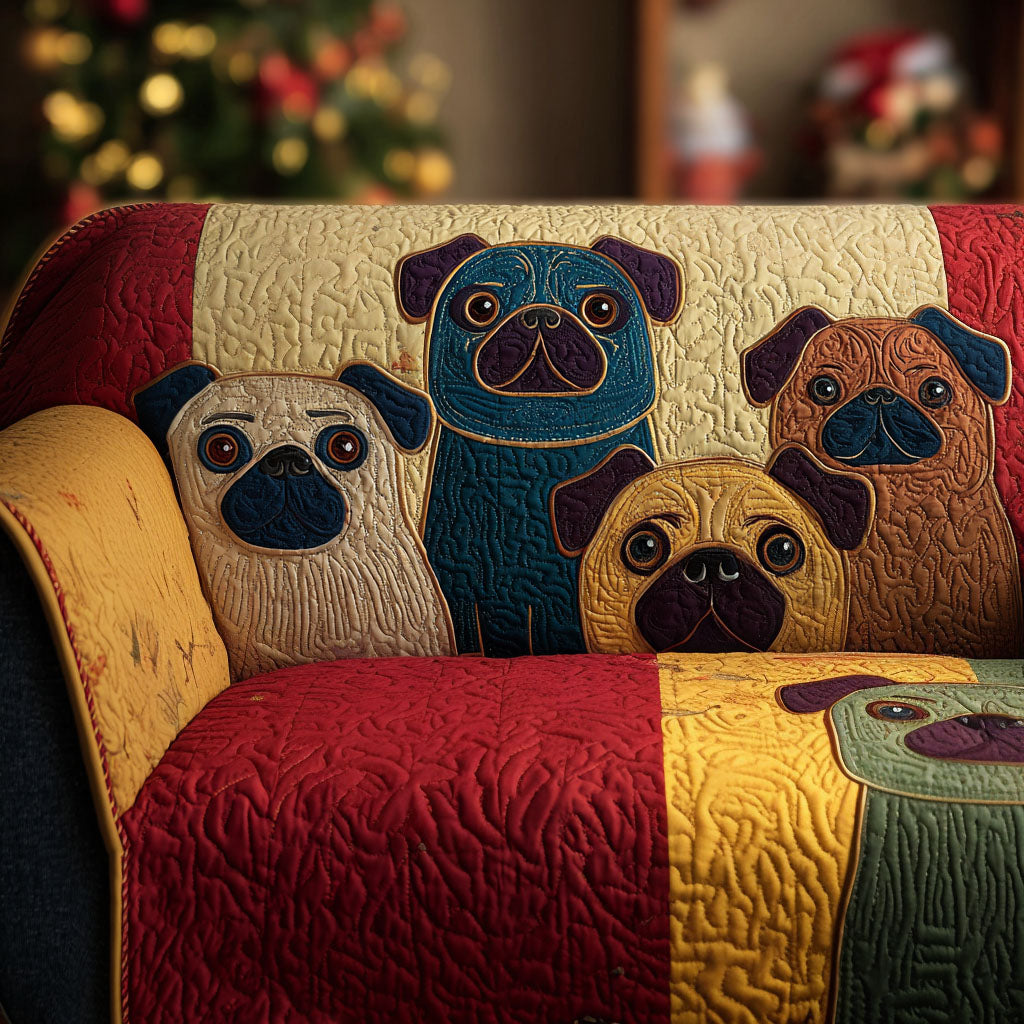 Home Sweet Pug Quilted Sofa Cover Christmas Sofa Cover Christmas Gifts For Pug Lovers