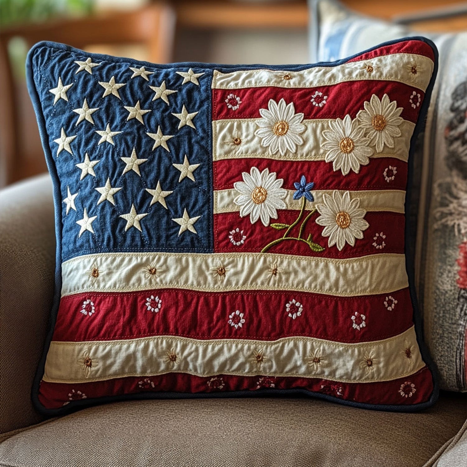 Homefront Blooms Quilted Pillow Case Decorative Pillow Cases Best Patriotic Gifts