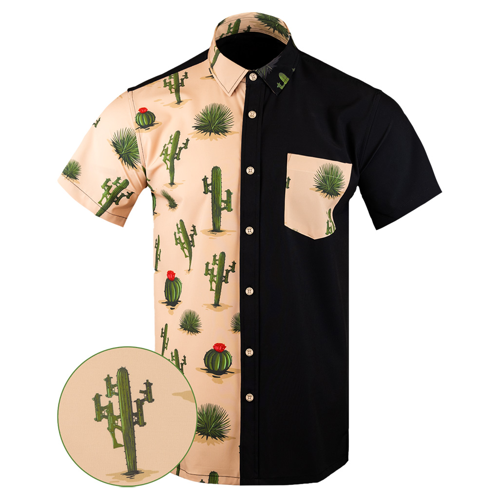 Homeland Split Tan Button Down Shirt Tactical Aloha Shirt Best Gifts For Dudes