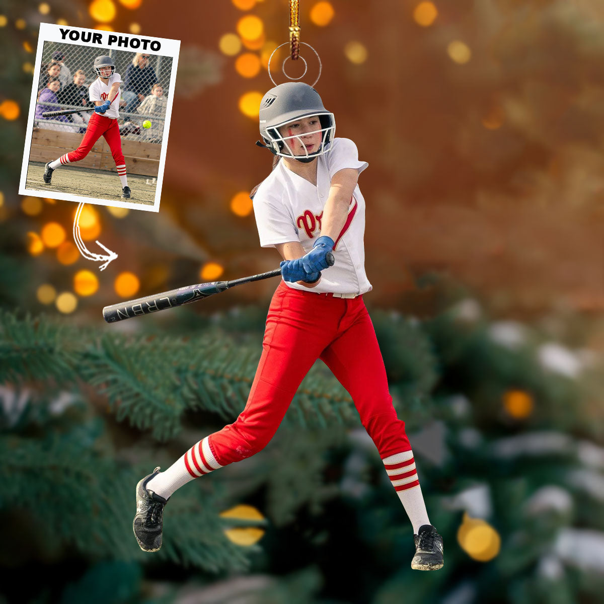 Homerun Hero Personalized Photo Mica Ornament Christmas Gift For Softball Lovers Softb