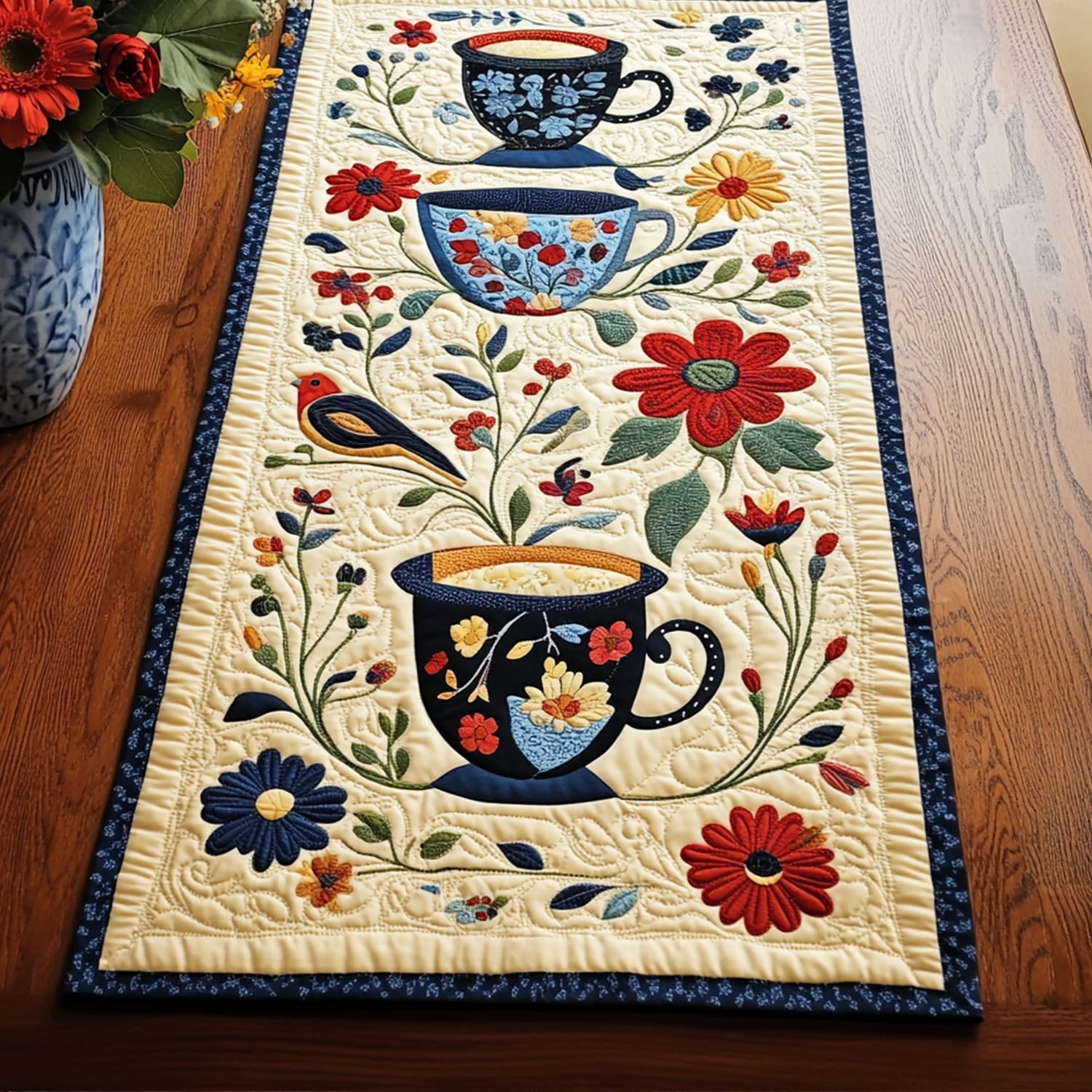 Homestead Brew Quilted Table Runner Dining Table Ideas Unique Gifts For Bird Lovers