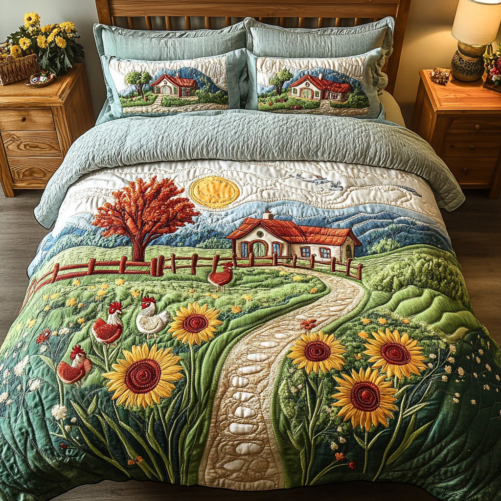 Homestead Haven Quilted Bedding Set Best Bedspread Set Best Gifts For Chicken Lovers