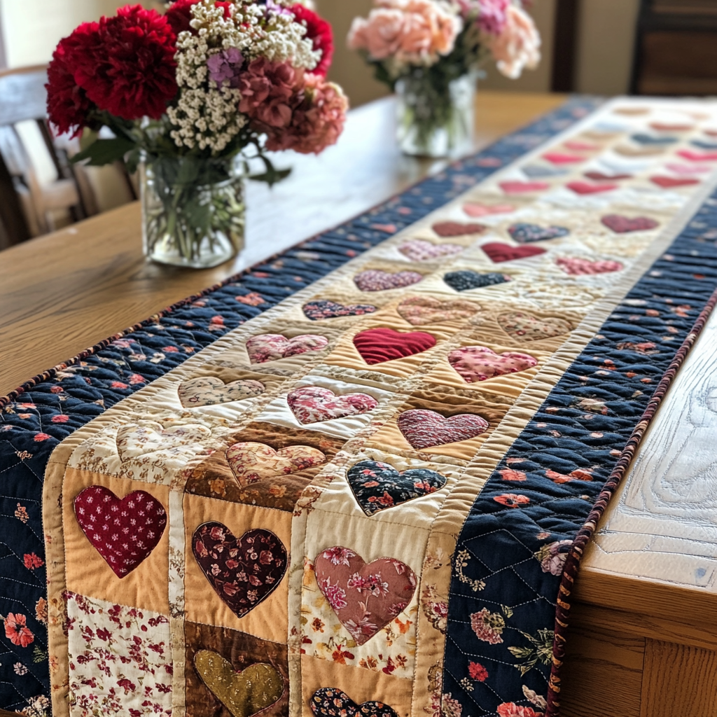 Homestead Heart Quilted Table Runner Spring Floral Table Runner Gifts For Friends
