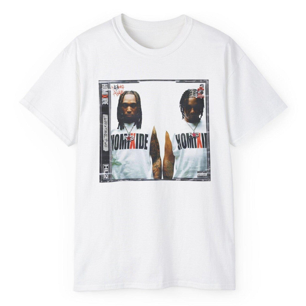 Homixide Gang Merch Homixide Gang HL2 Homixide Lifestyle 2 Album Shirt White Fan Merch Homixide Gang Merch Homixide Gang HL2 Homixide Lifestyle 2 Album Shirt White Fan Merch