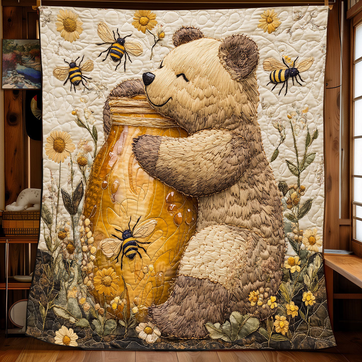 Honey Bear Quilt Blanket King Blanket Gifts For Mum For Christmas
