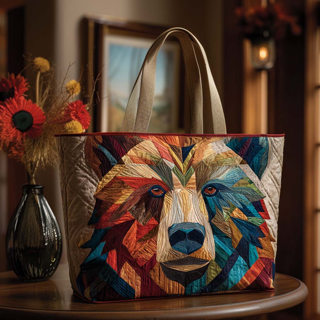 Honey Bear Time Quilted Tote Bag Cute Bear Themed Gifts