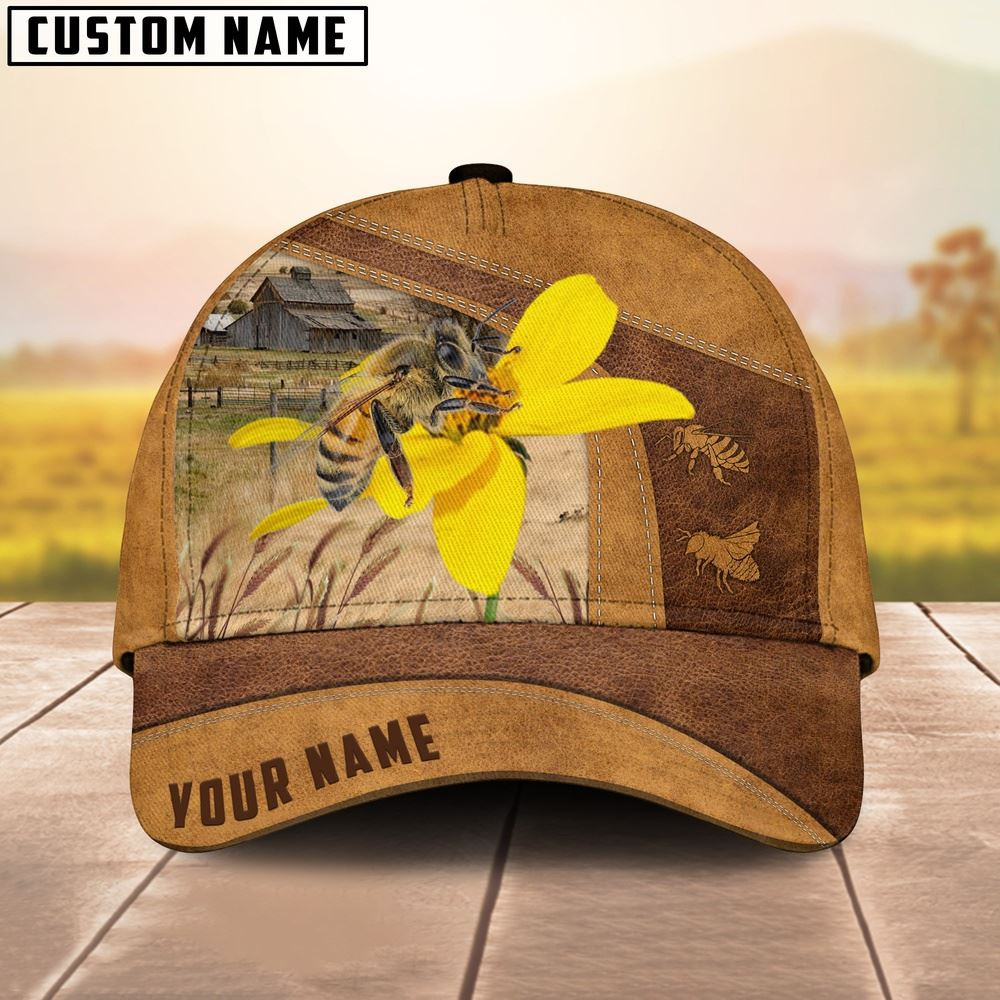 Honey Bee Custom Name Retro Cap Farm Cap Farmer Baseball Cap Gift For Farmer