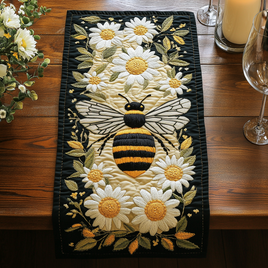Honey Bloom Quilted Table Runner Dining Room Decor Ideas Presents For Bee Lovers