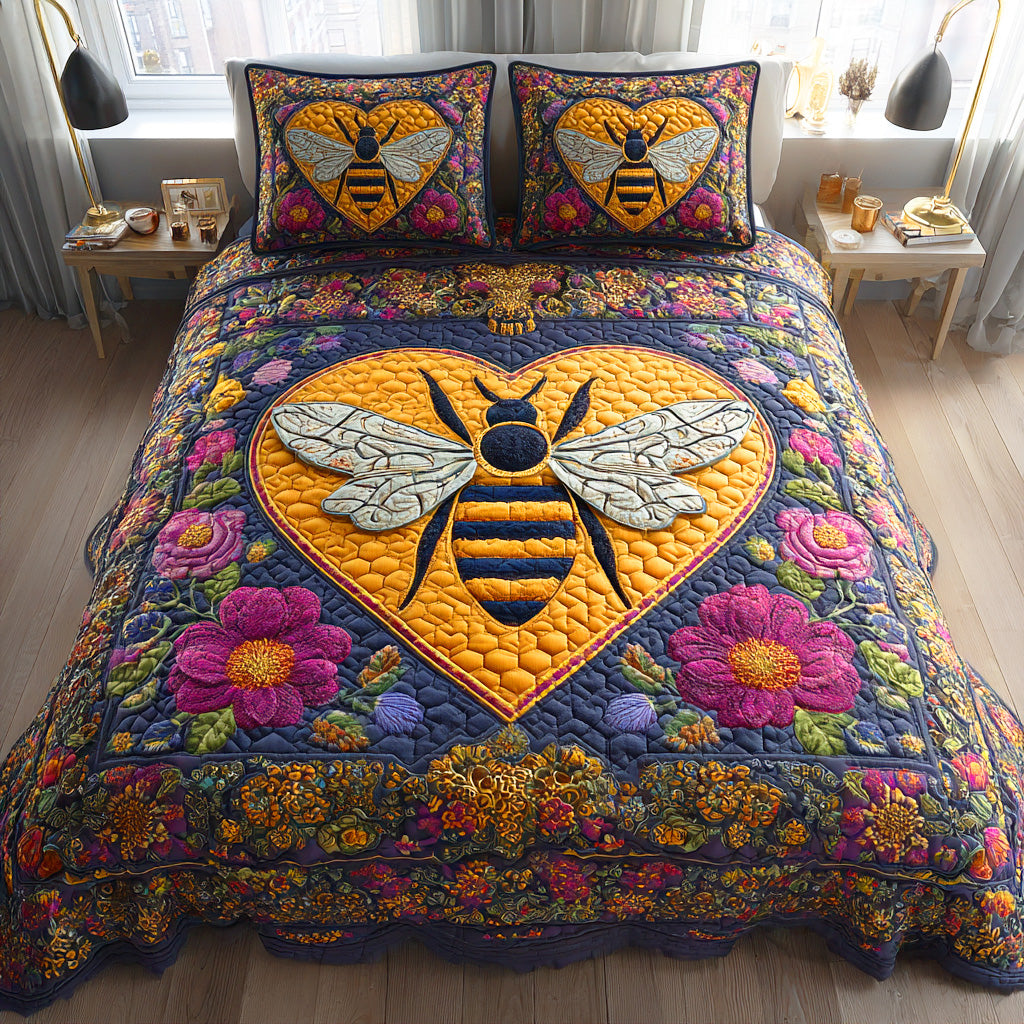 Honey Path Quilted Bedding Set Perfect Housewarming Gift for a Cozy Bedroom