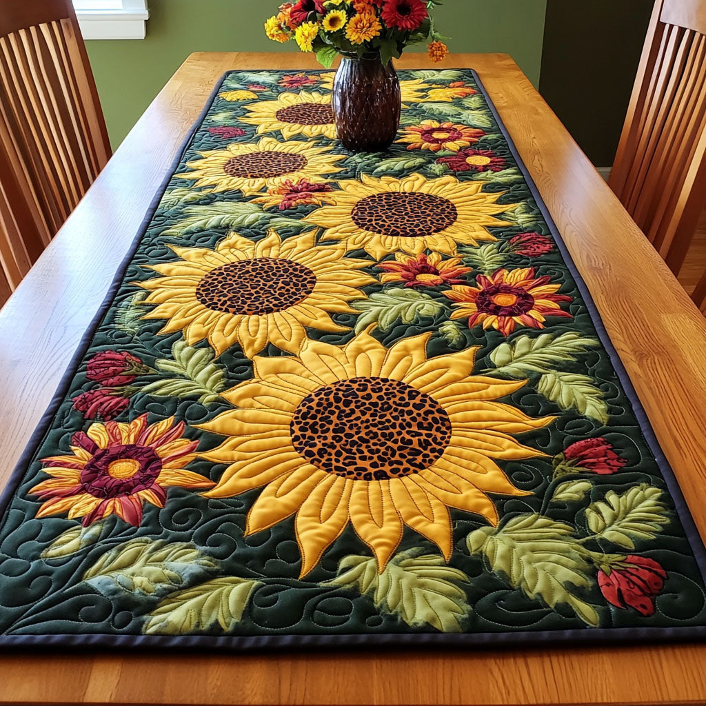 Honey Sun Quilted Table Runner Dining Room Table Decor Sunflower Presents Merchandise