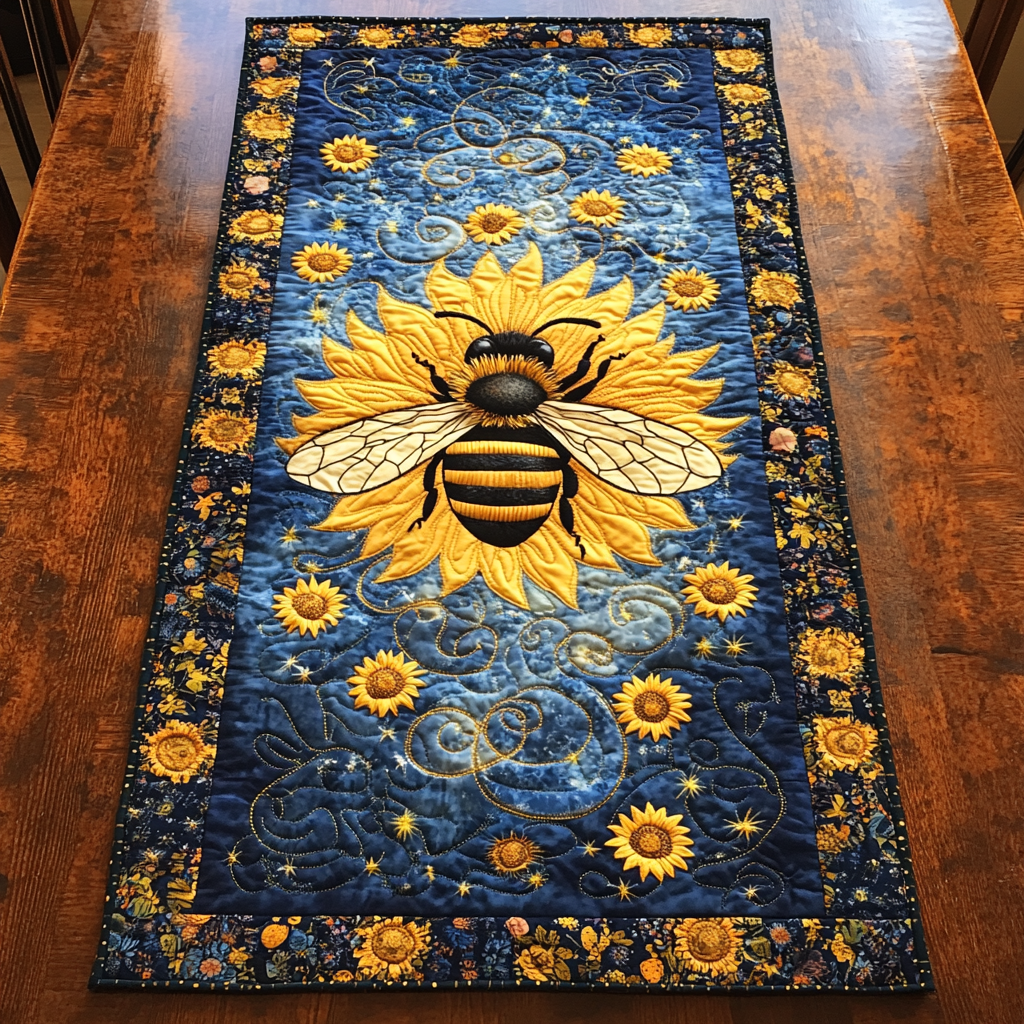 Honey Wings Quilted Table Runner Dinner Table Decor Bee Themed Gifts For Her