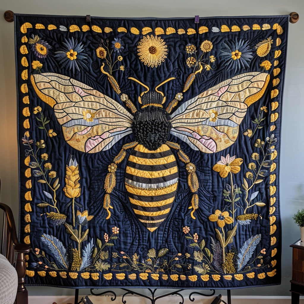 Honeybee Harmony Quilted Blanket Cute Fuzzy Blankets