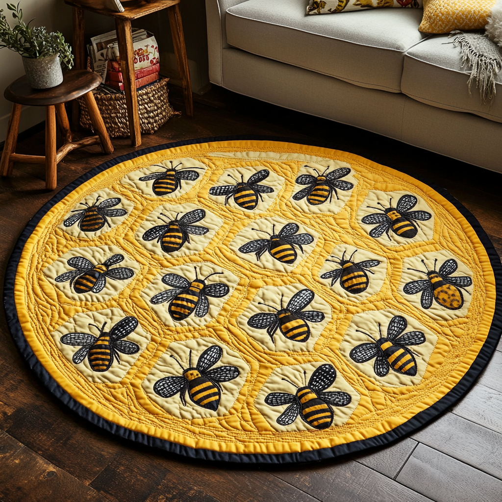 Honeycomb Dreams Quilted Round Mat Entryway Rug Ideas Bee Inspired Gifts