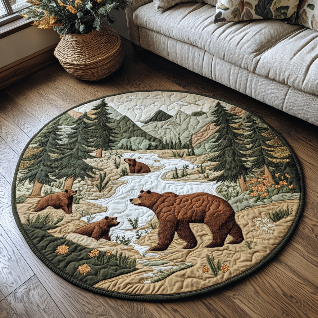 Honeycomb Haven Quilted Round Mat Home Entrance Decor Ideas Bear Mother's Day Gifts