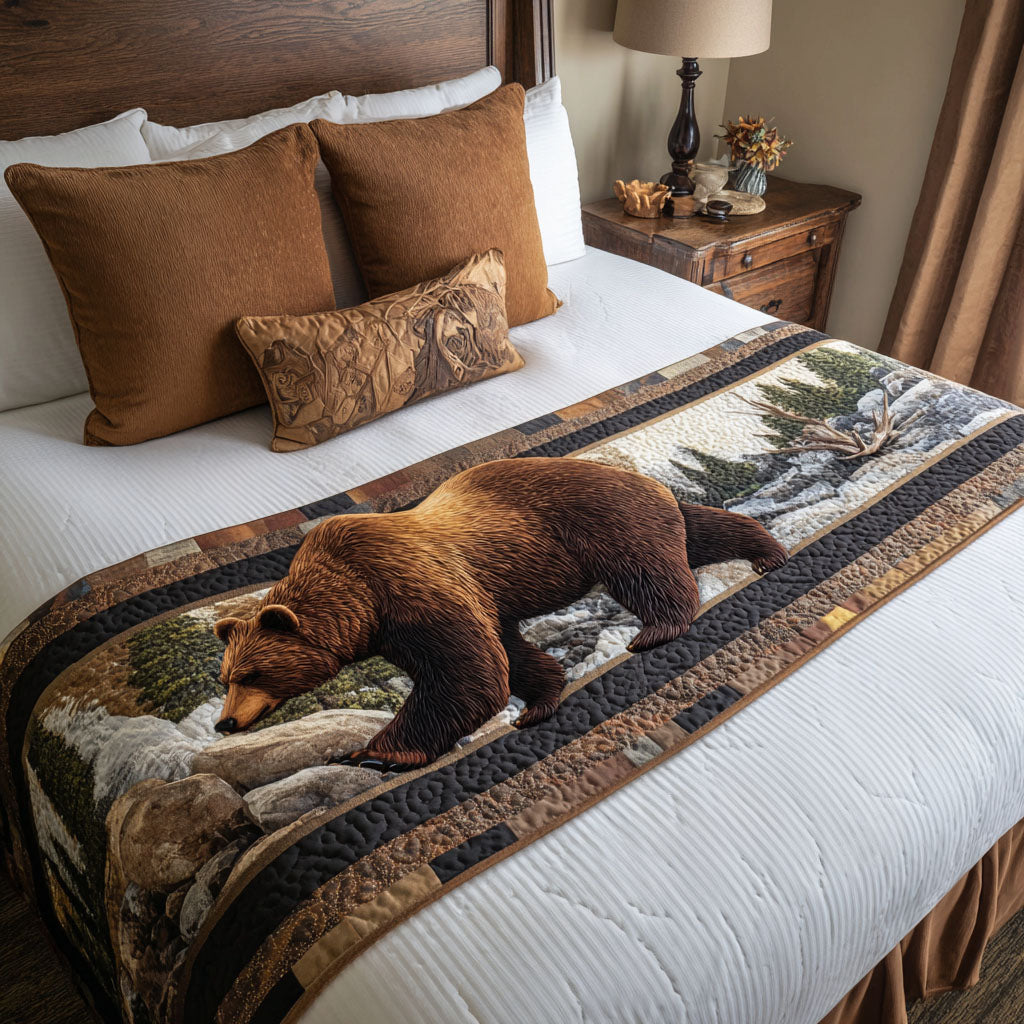 Honeywood Bear Quilted Bed Runner Bedroom Decorations Gift For Wildlife Lovers