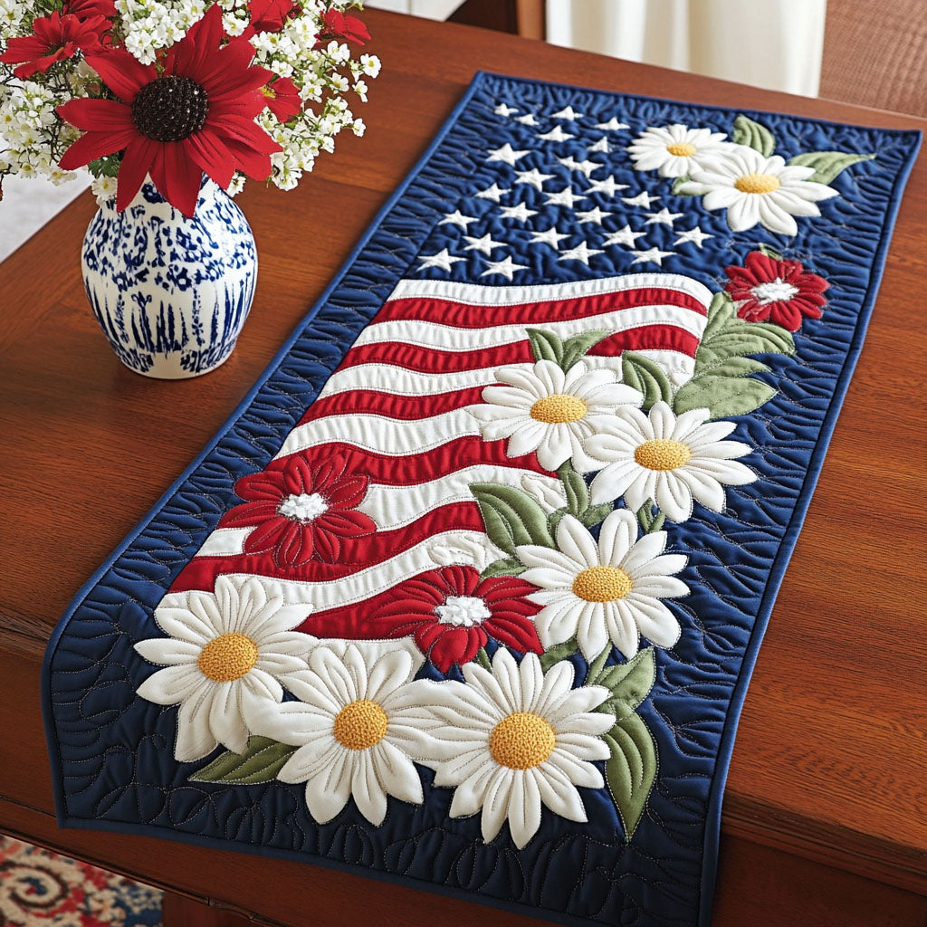 Honor and Heritage Quilted Table Runner Holiday Table Runners Gifts For A Patriotic Person
