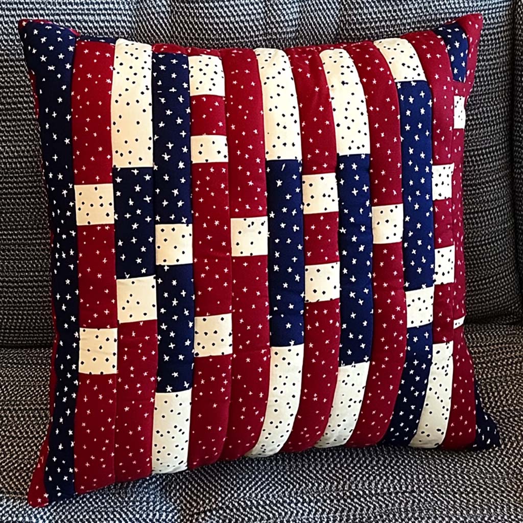 Honor in Bloom Quilted Pillow Case Holiday Throw Pillow Covers Gifts For A Patriotic Person