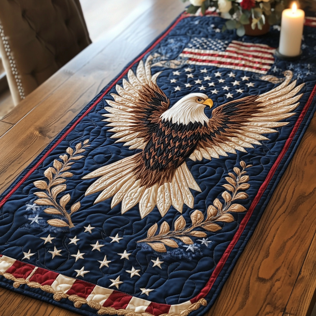 Honor Spread Quilted Table Runner Dinner Table Decor Patriotic Novelty Items