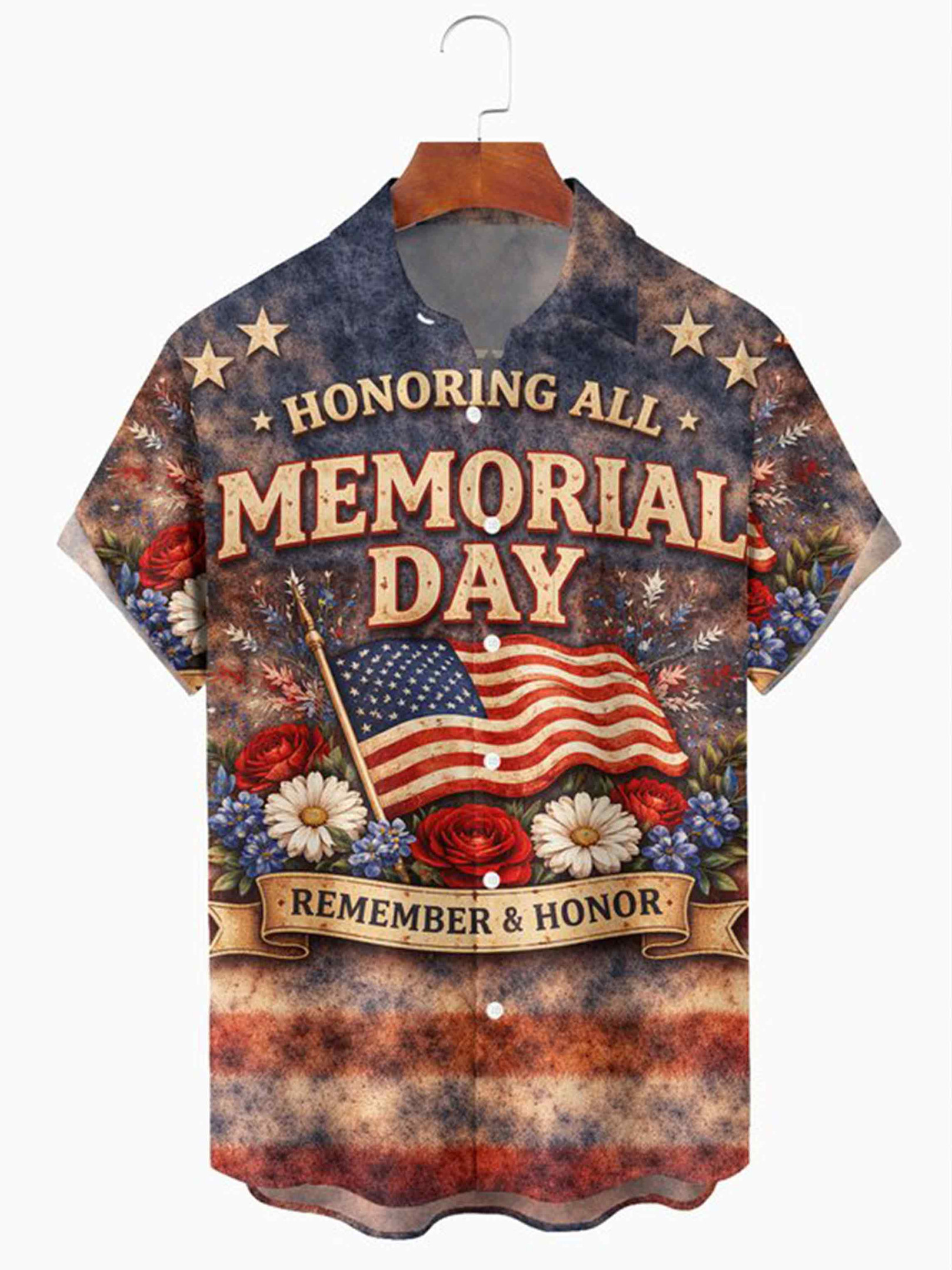 Honoring All Memorial Day Button Shirt Remember And Honor Clothing Gift For Men